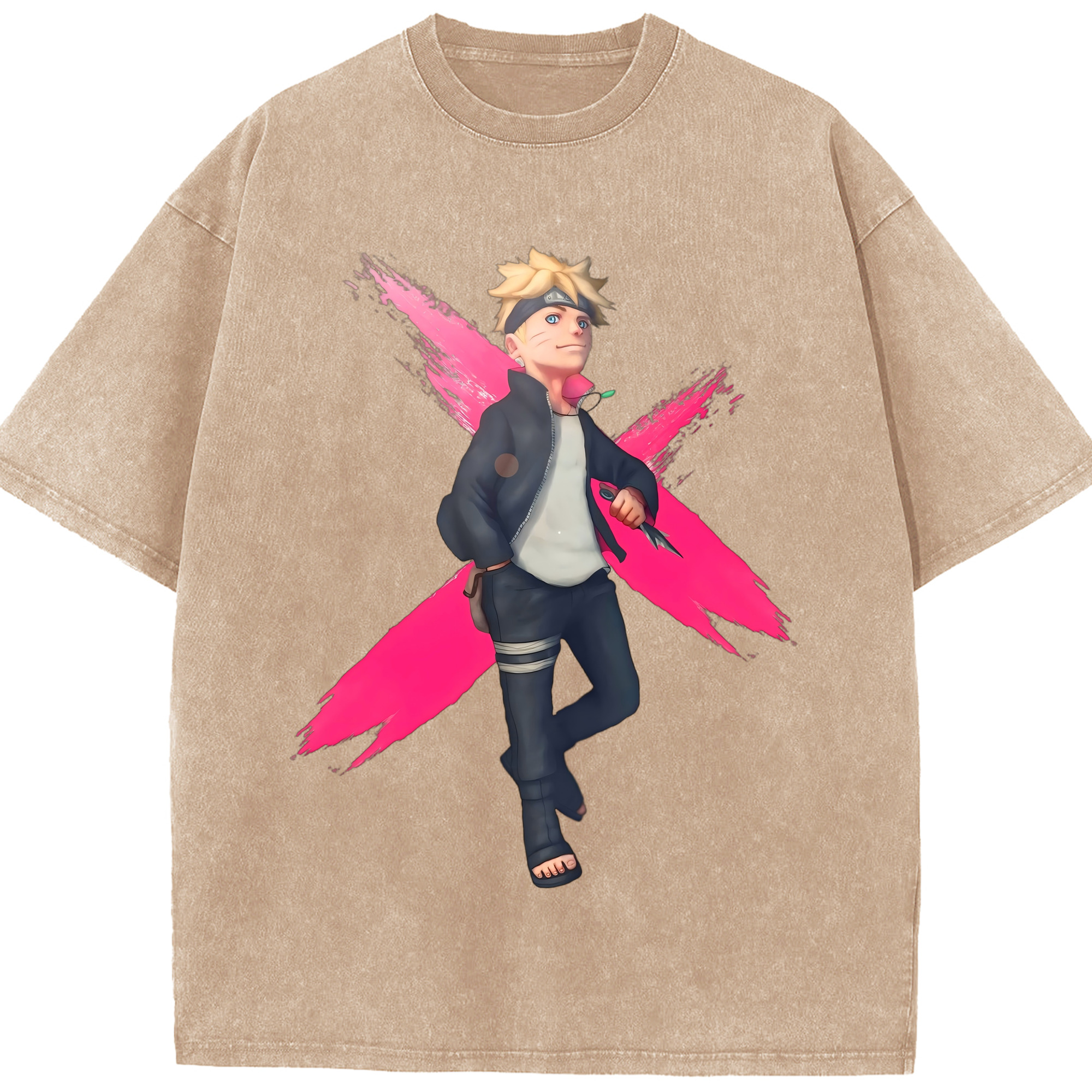 （画像用） NARUTO -ナルト- うずまき ボルト Uzumaki Boruto 綿100% ヴィンテージ風 半袖Tシャツ（フロントプリント）