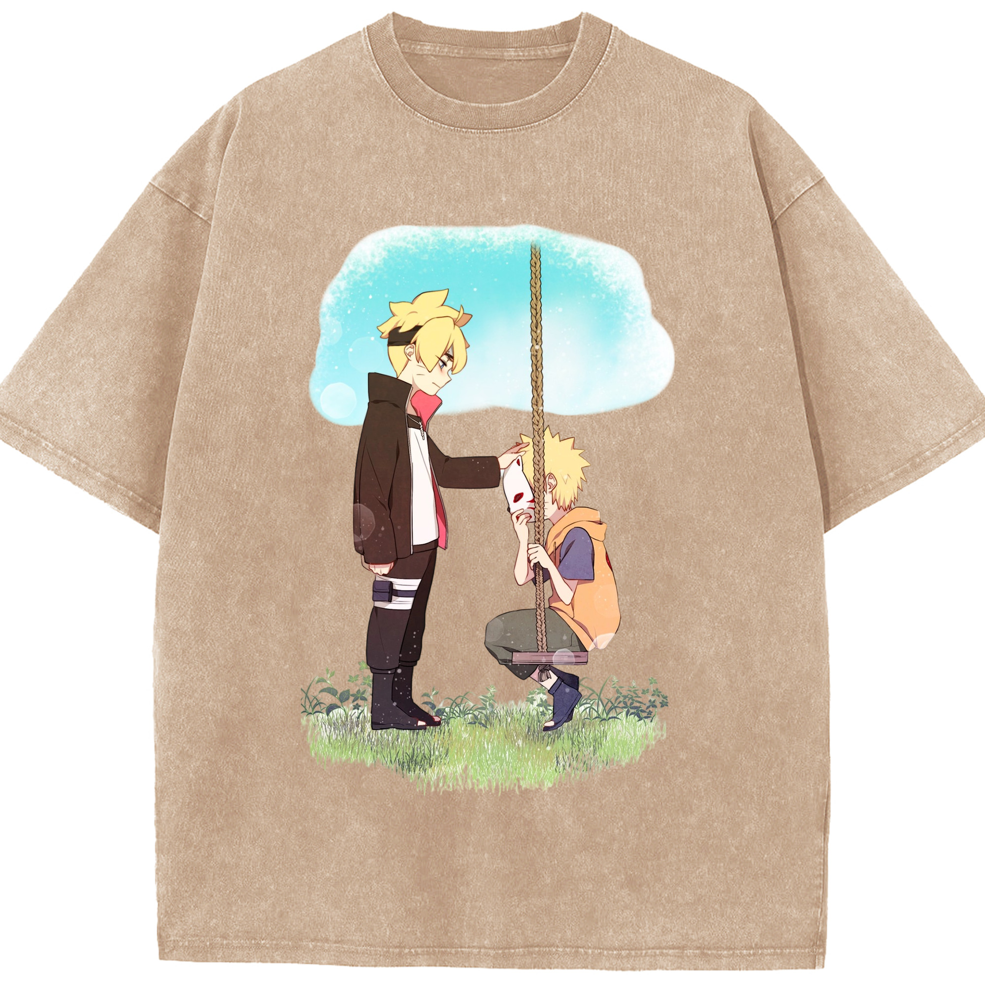（画像用） NARUTO -ナルト- うずまき ボルト Uzumaki Boruto 綿100% ヴィンテージ風 半袖Tシャツ（フロントプリント）