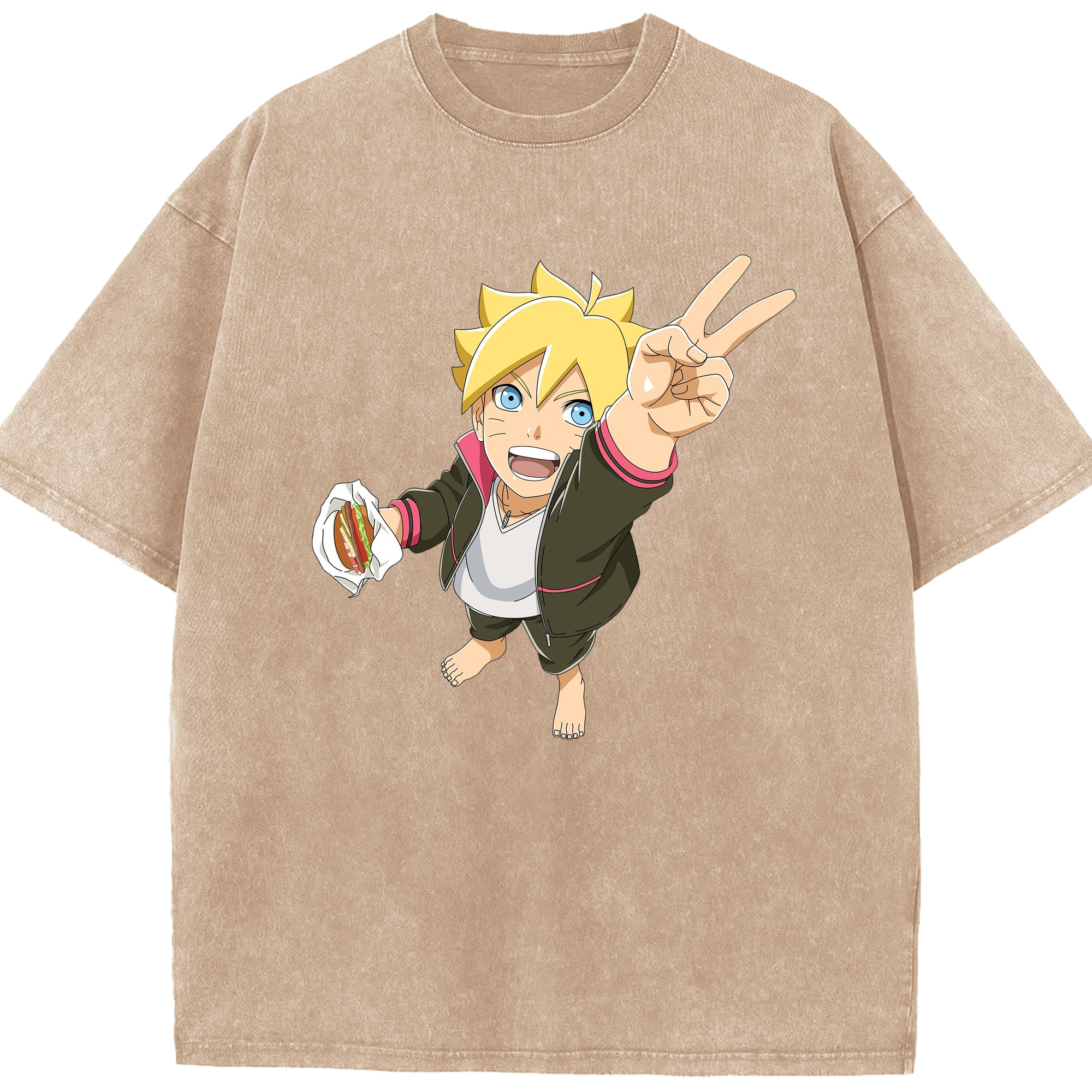 （画像用） NARUTO -ナルト- うずまき ボルト Uzumaki Boruto 綿100% ヴィンテージ風 半袖Tシャツ（フロントプリント）