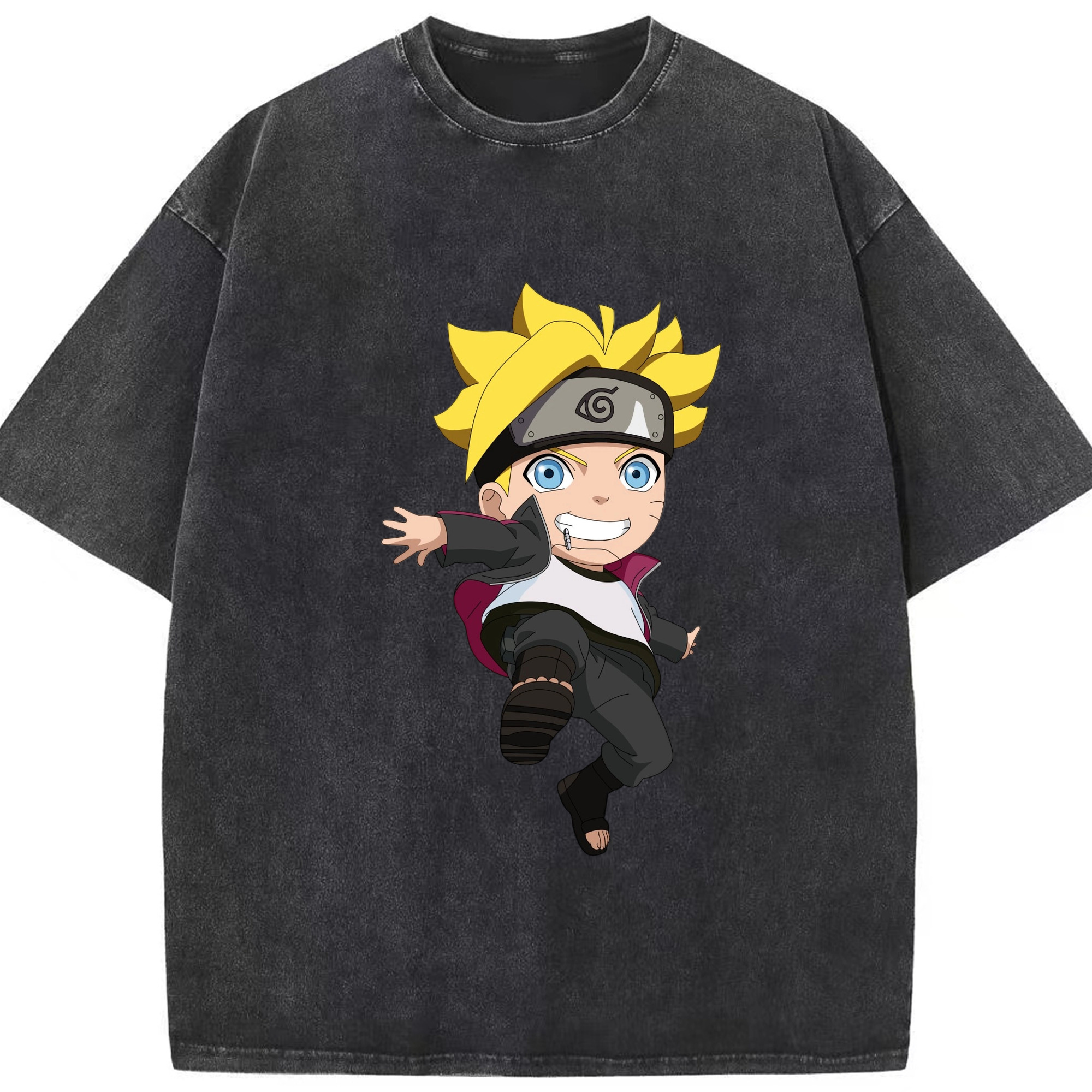（画像用） NARUTO -ナルト- うずまき ボルト Uzumaki Boruto 綿100% ヴィンテージ風 半袖Tシャツ（フロントプリント）