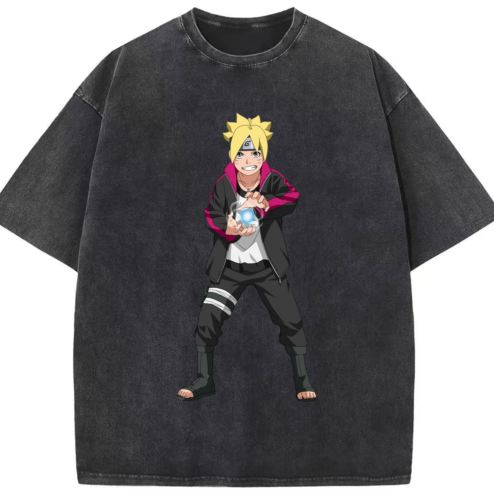 （画像用） NARUTO -ナルト- うずまき ボルト Uzumaki Boruto 綿100% ヴィンテージ風 半袖Tシャツ（フロントプリント）