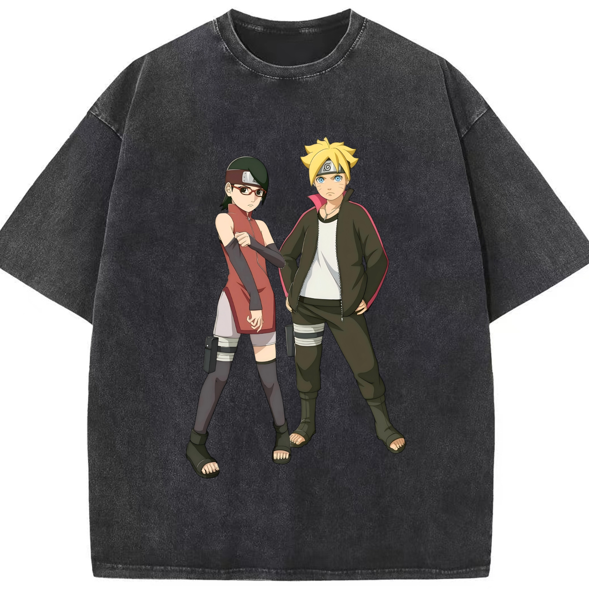 （画像用） NARUTO -ナルト- うずまき ボルト Uzumaki Boruto 綿100% ヴィンテージ風 半袖Tシャツ（フロントプリント）