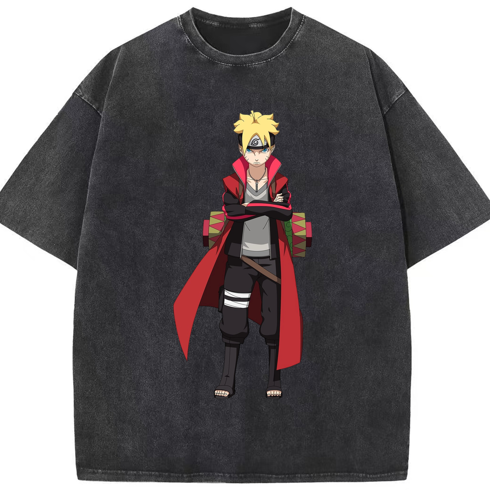 （画像用） NARUTO -ナルト- うずまき ボルト Uzumaki Boruto 綿100% ヴィンテージ風 半袖Tシャツ（フロントプリント）