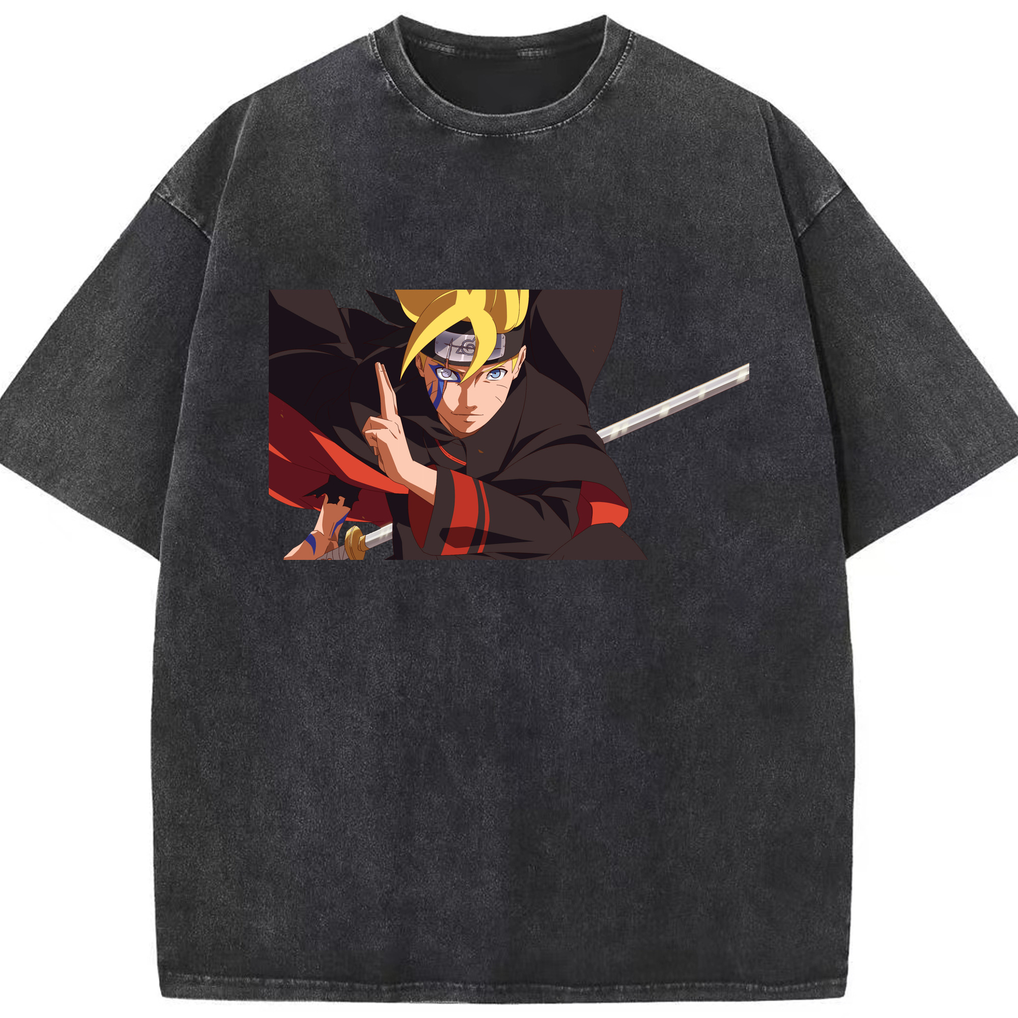 （画像用） NARUTO -ナルト- うずまき ボルト Uzumaki Boruto 綿100% ヴィンテージ風 半袖Tシャツ（フロントプリント）