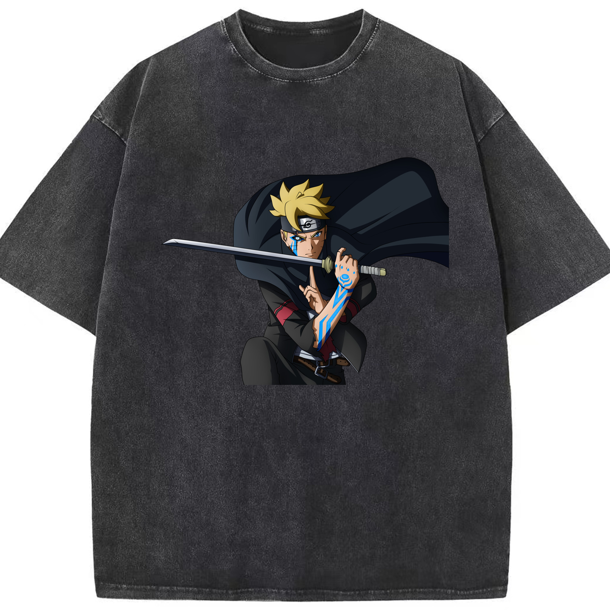 （画像用） NARUTO -ナルト- うずまき ボルト Uzumaki Boruto 綿100% ヴィンテージ風 半袖Tシャツ（フロントプリント）