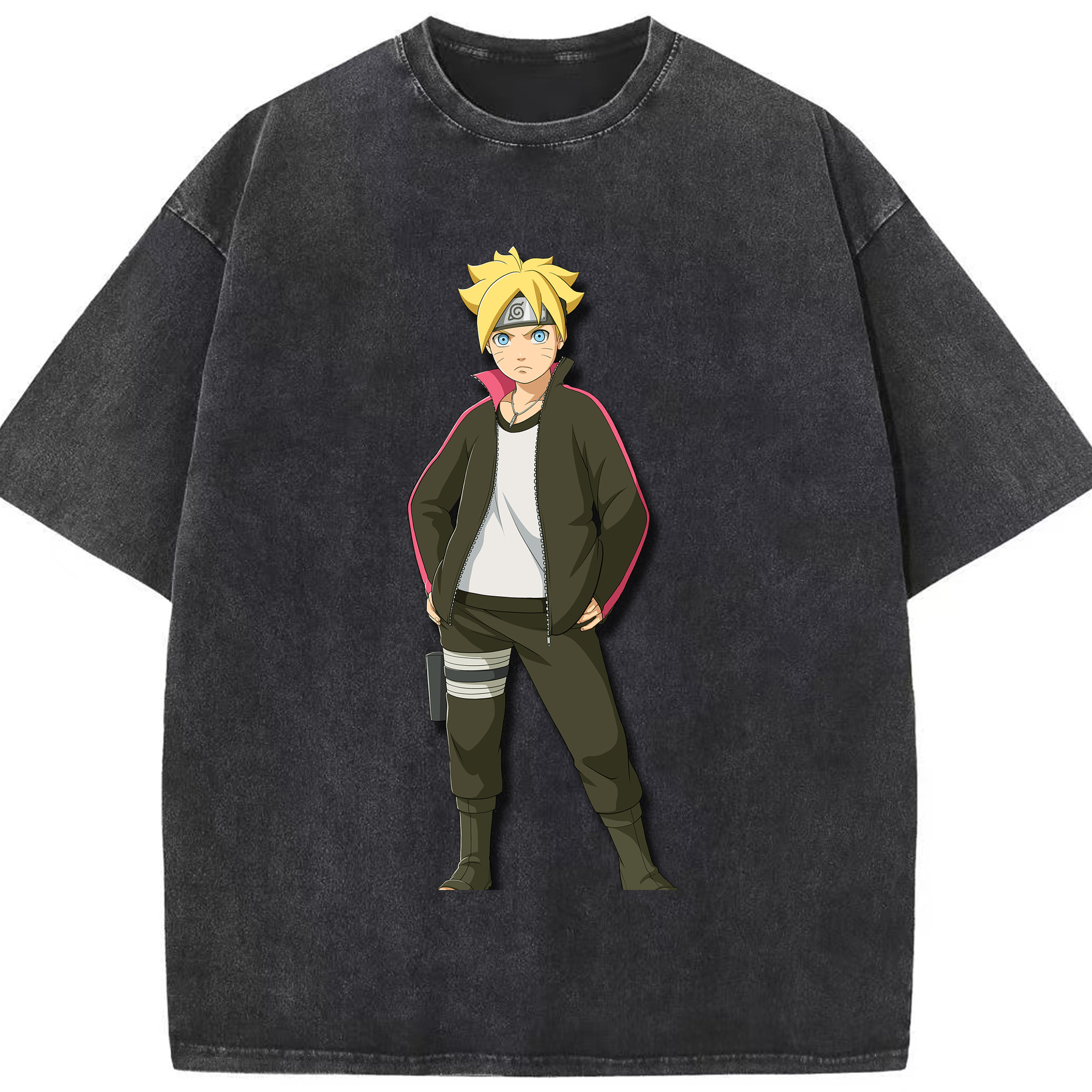 （画像用） NARUTO -ナルト- うずまき ボルト Uzumaki Boruto 綿100% ヴィンテージ風 半袖Tシャツ（フロントプリント）