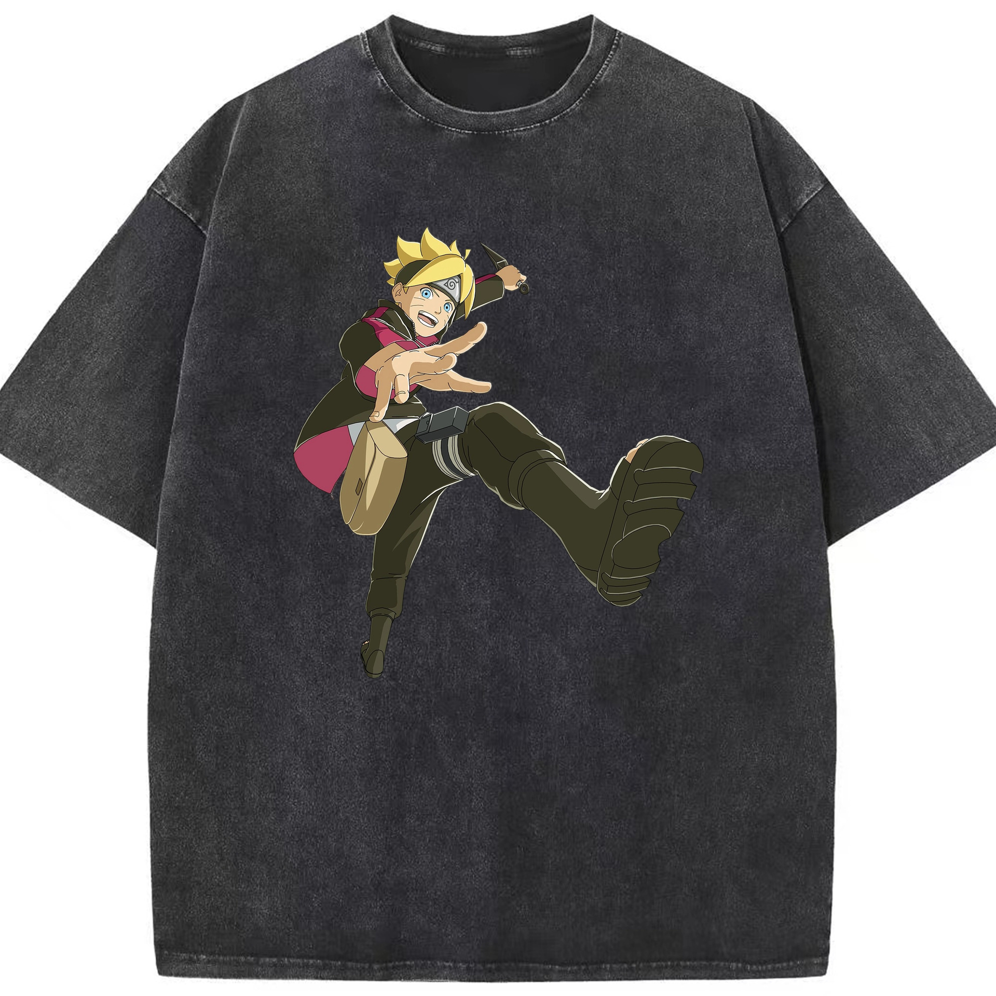 （画像用） NARUTO -ナルト- うずまき ボルト Uzumaki Boruto 綿100% ヴィンテージ風 半袖Tシャツ（フロントプリント）