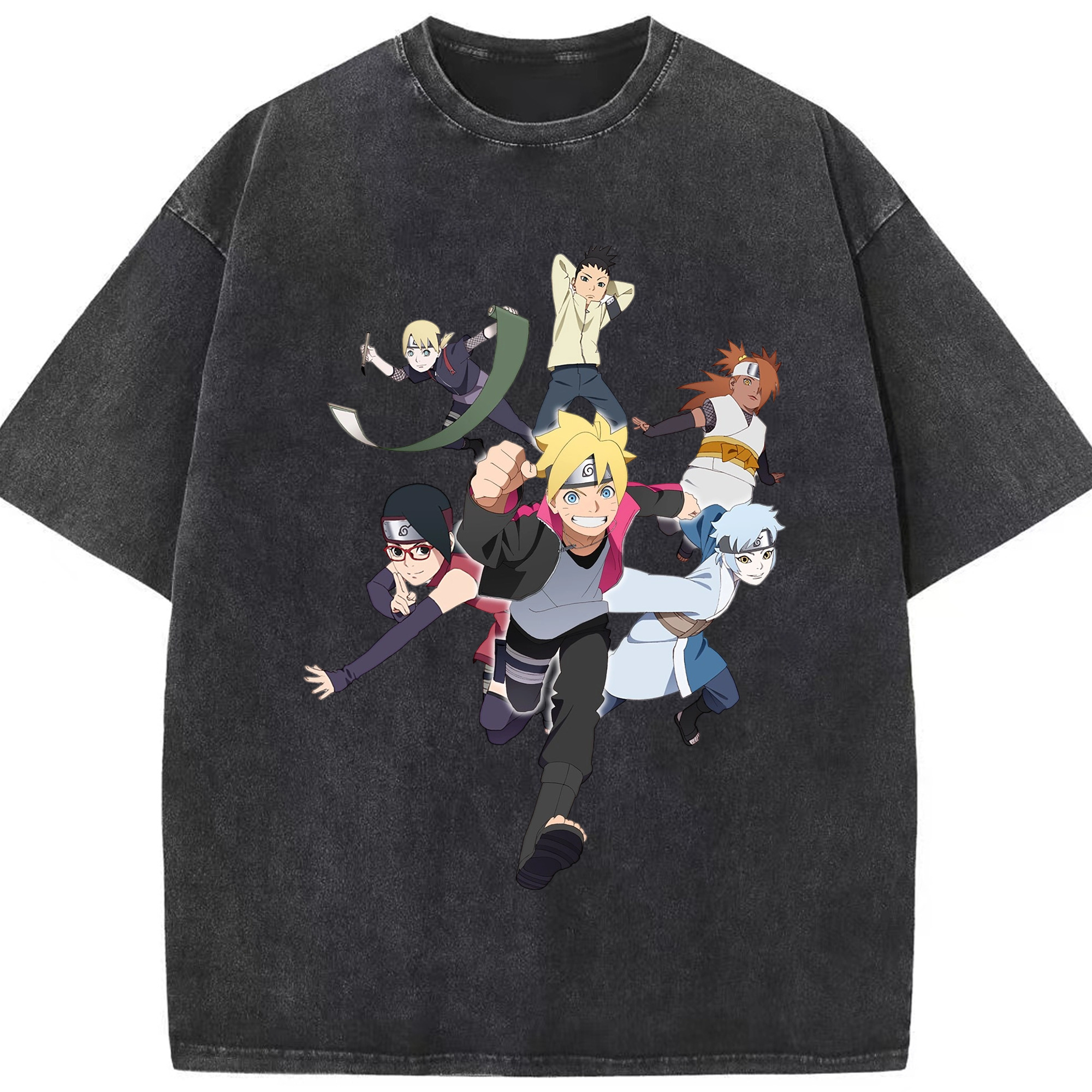 （画像用） NARUTO -ナルト- うずまき ボルト Uzumaki Boruto 綿100% ヴィンテージ風 半袖Tシャツ（フロントプリント）