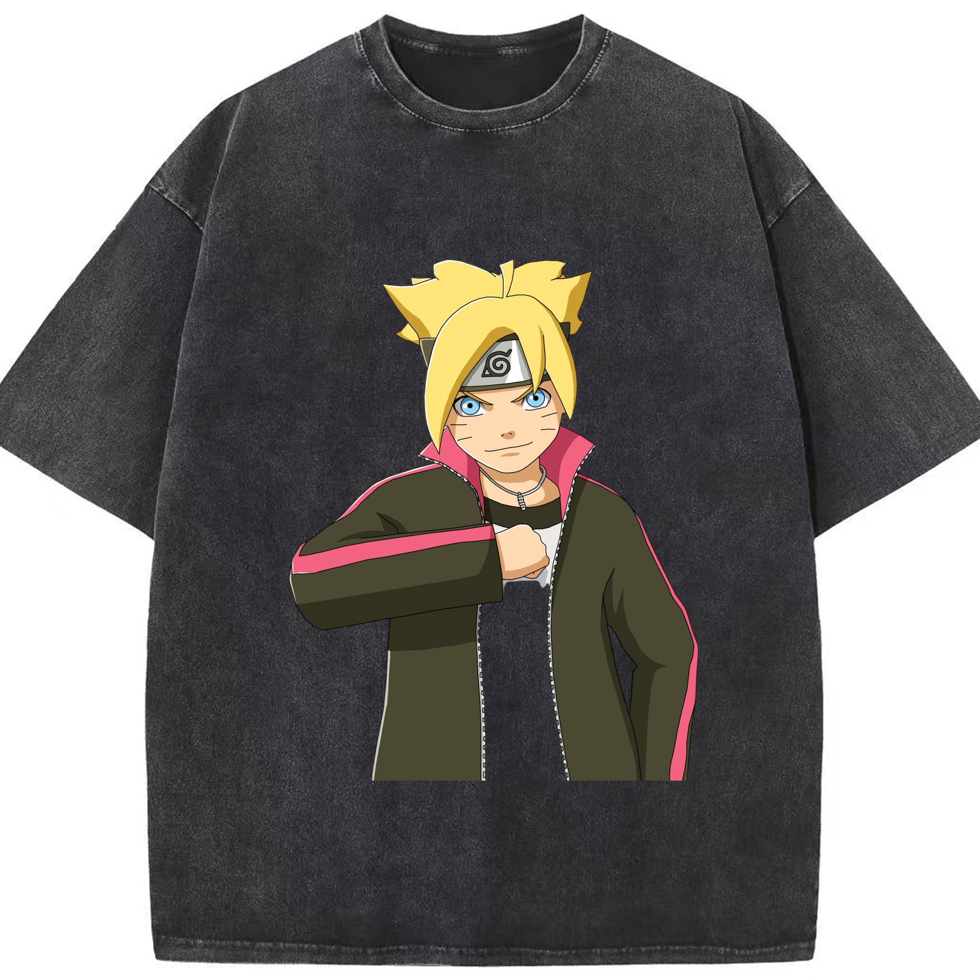（画像用） NARUTO -ナルト- うずまき ボルト Uzumaki Boruto 綿100% ヴィンテージ風 半袖Tシャツ（フロントプリント）