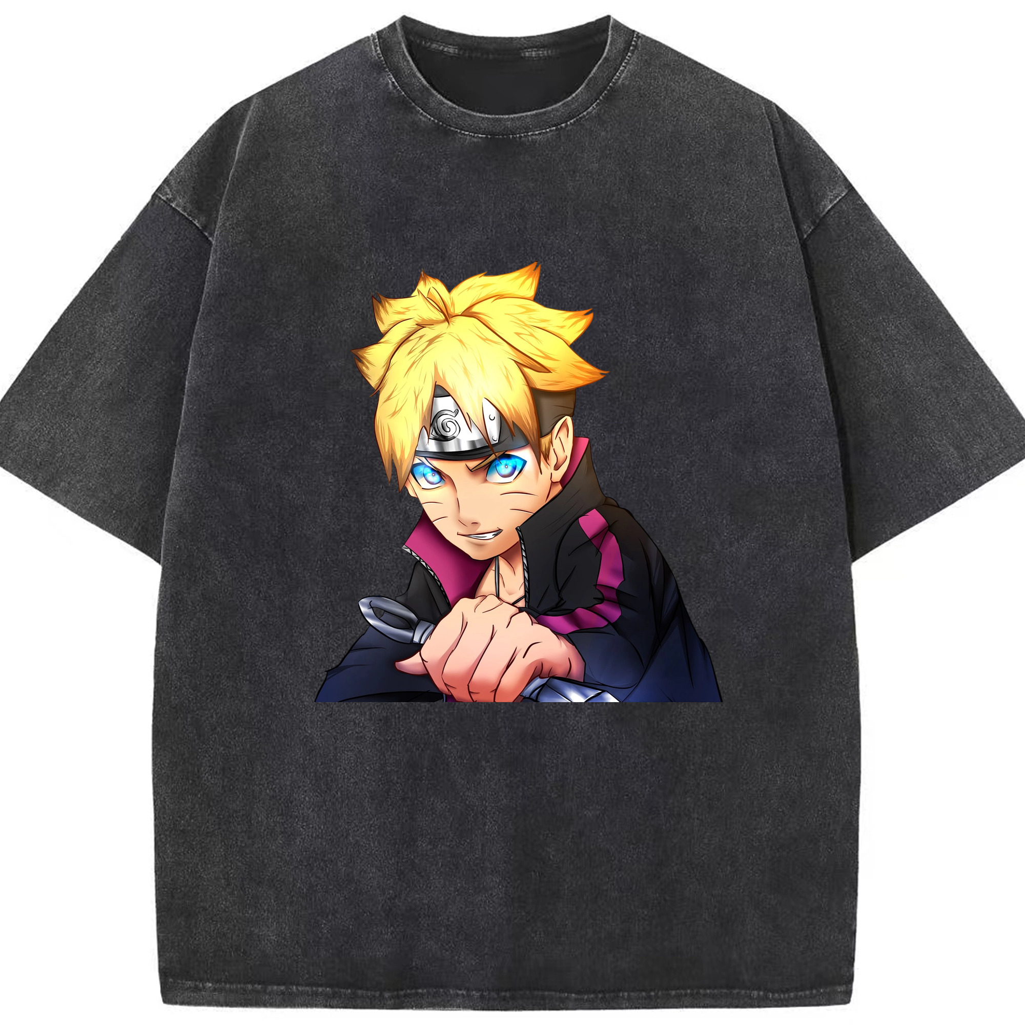 （画像用） NARUTO -ナルト- うずまき ボルト Uzumaki Boruto 綿100% ヴィンテージ風 半袖Tシャツ（フロントプリント）