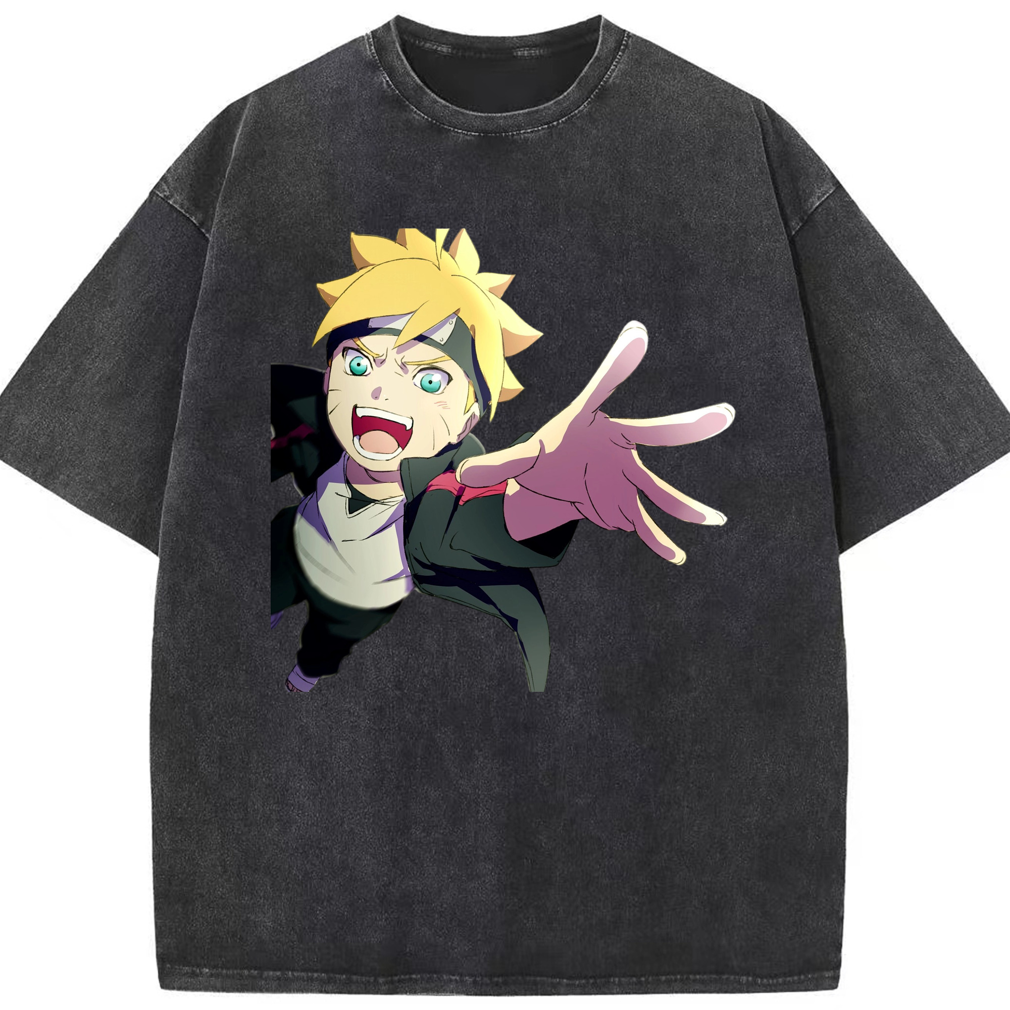 （画像用） NARUTO -ナルト- うずまき ボルト Uzumaki Boruto 綿100% ヴィンテージ風 半袖Tシャツ（フロントプリント）