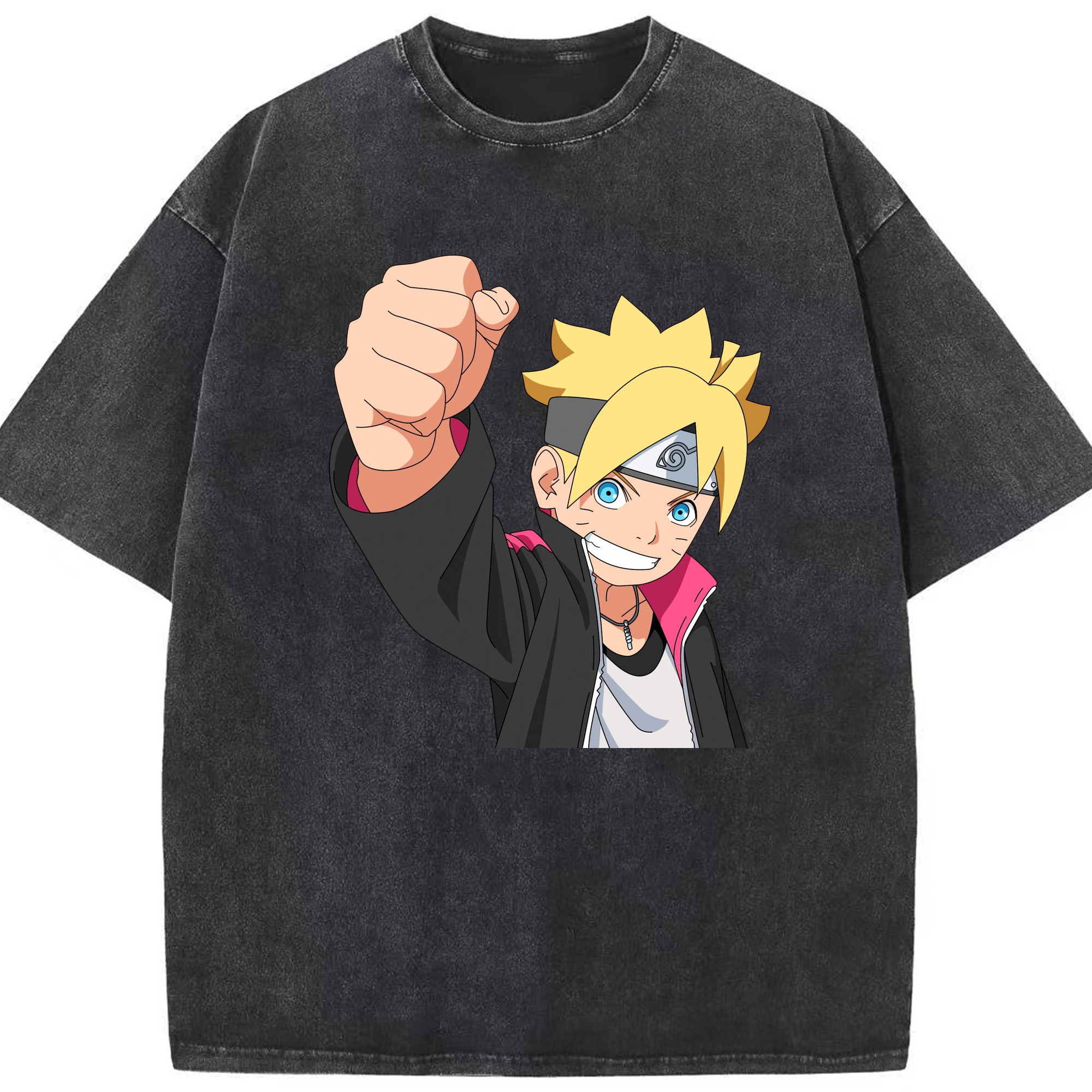 （画像用） NARUTO -ナルト- うずまき ボルト Uzumaki Boruto 綿100% ヴィンテージ風 半袖Tシャツ（フロントプリント）
