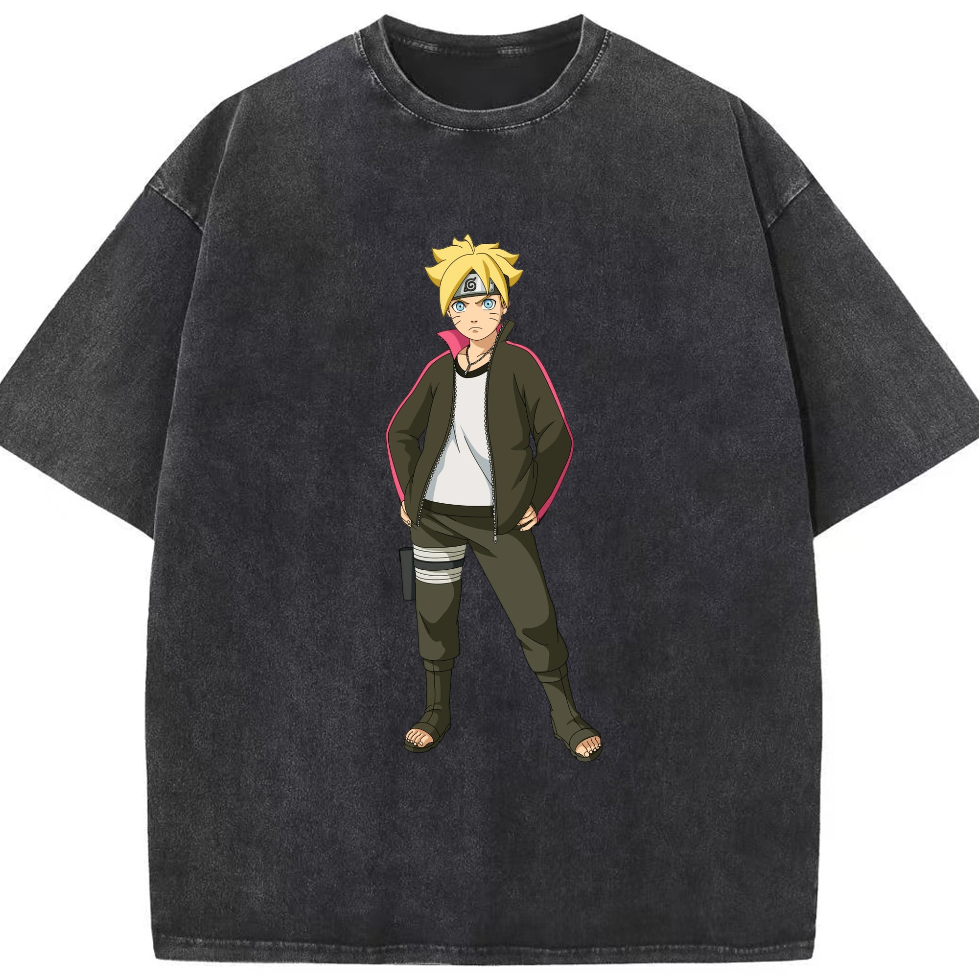 （画像用） NARUTO -ナルト- うずまき ボルト Uzumaki Boruto 綿100% ヴィンテージ風 半袖Tシャツ（フロントプリント）