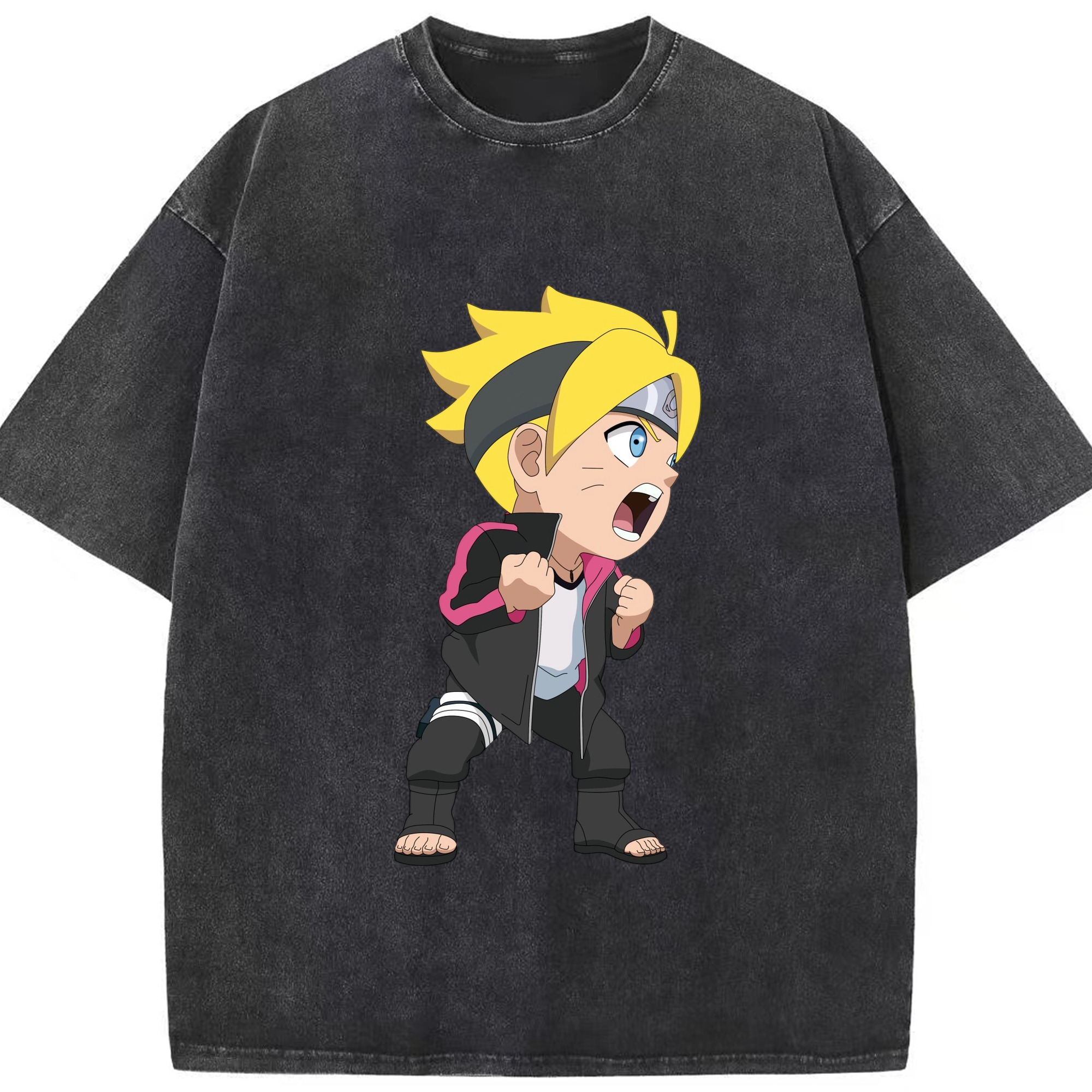 （画像用） NARUTO -ナルト- うずまき ボルト Uzumaki Boruto 綿100% ヴィンテージ風 半袖Tシャツ（フロントプリント）