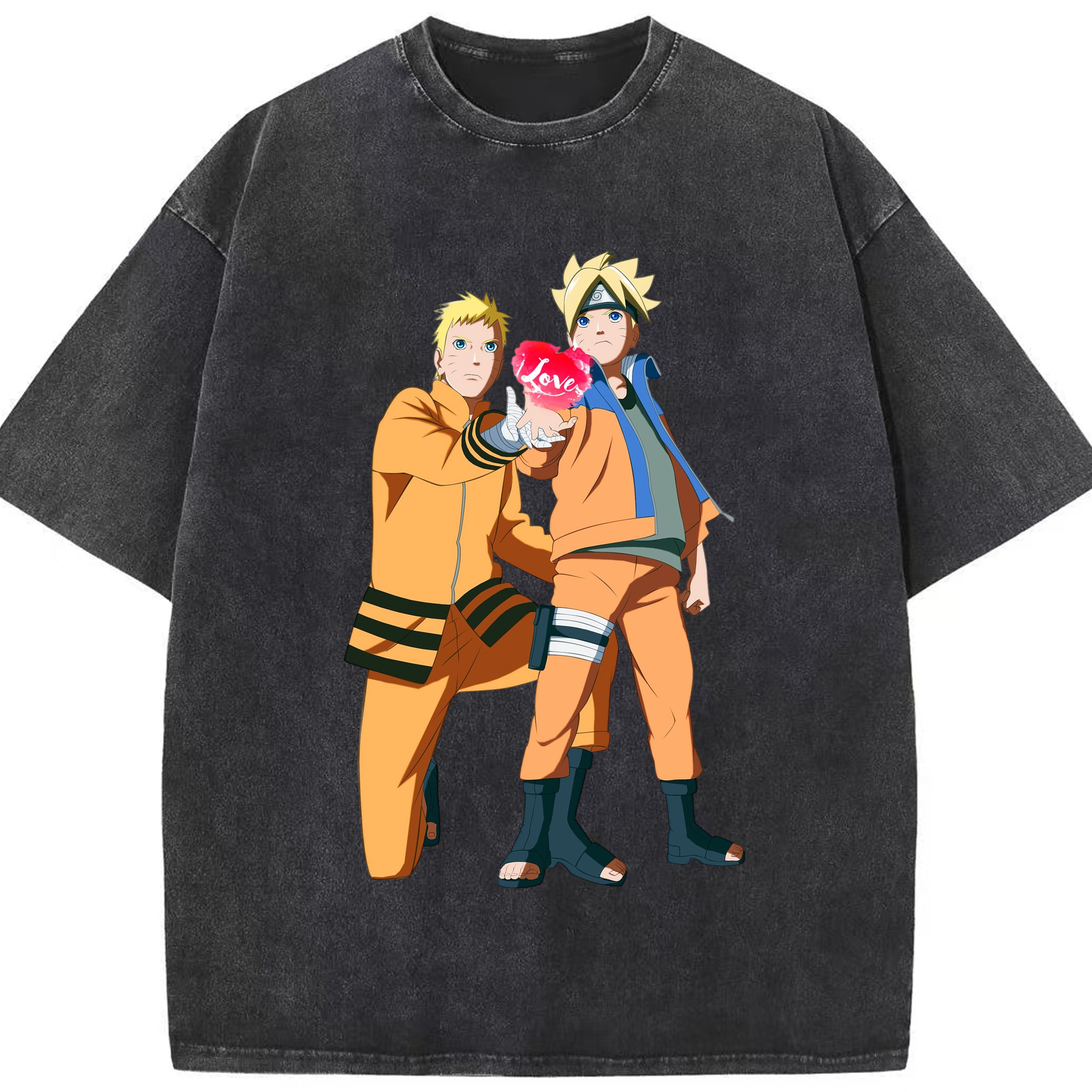 （画像用） NARUTO -ナルト- うずまき ボルト Uzumaki Boruto 綿100% ヴィンテージ風 半袖Tシャツ（フロントプリント）
