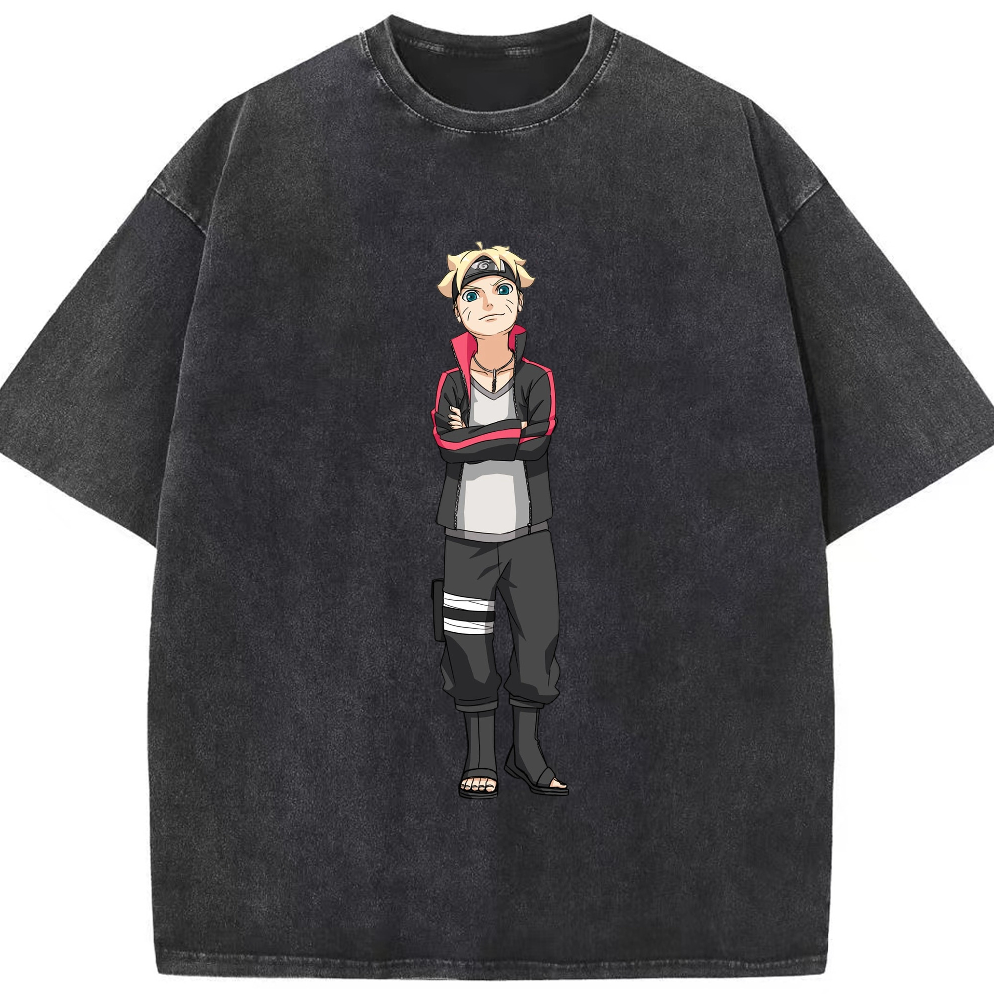 （画像用） NARUTO -ナルト- うずまき ボルト Uzumaki Boruto 綿100% ヴィンテージ風 半袖Tシャツ（フロントプリント）