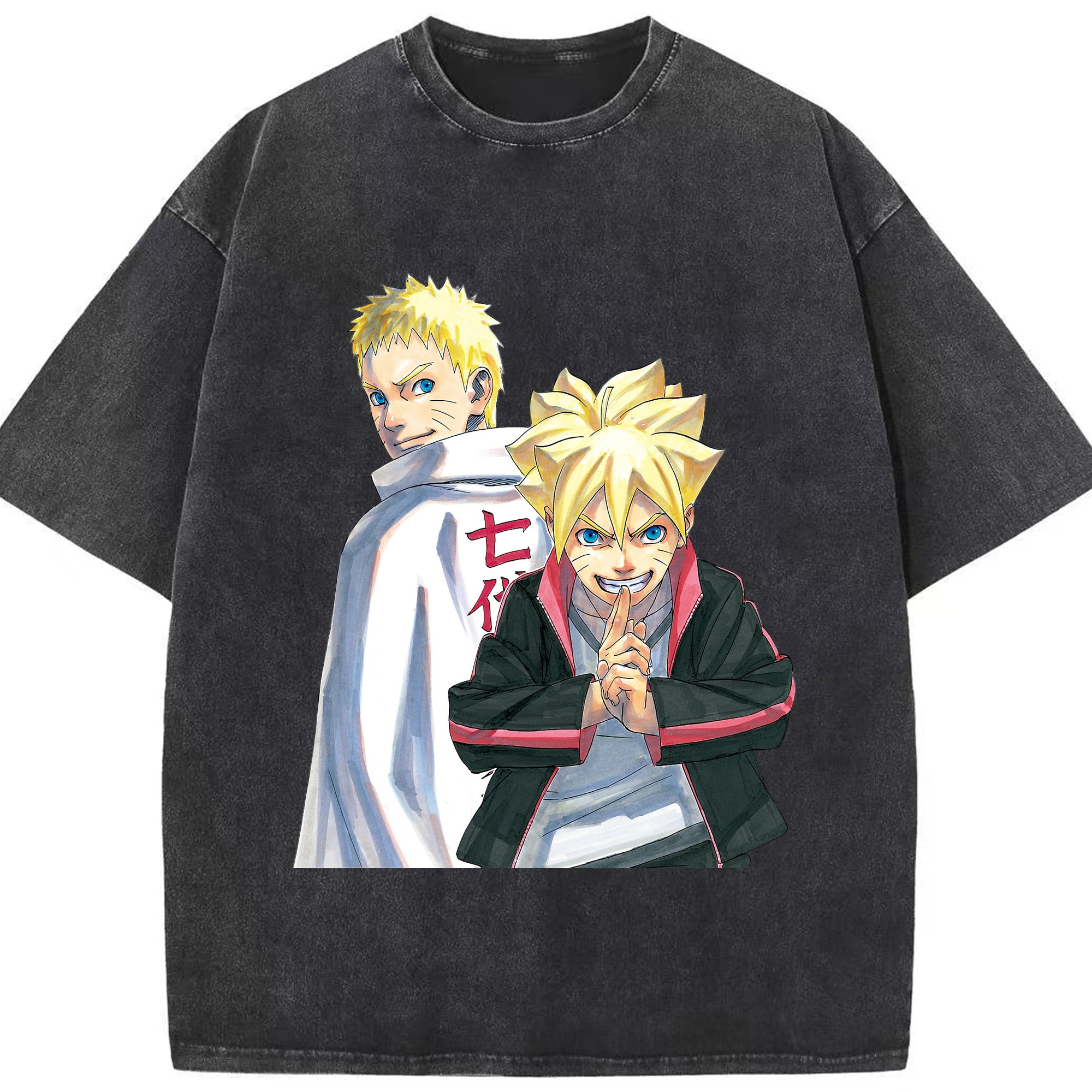 （画像用） NARUTO -ナルト- うずまき ボルト Uzumaki Boruto 綿100% ヴィンテージ風 半袖Tシャツ（フロントプリント）