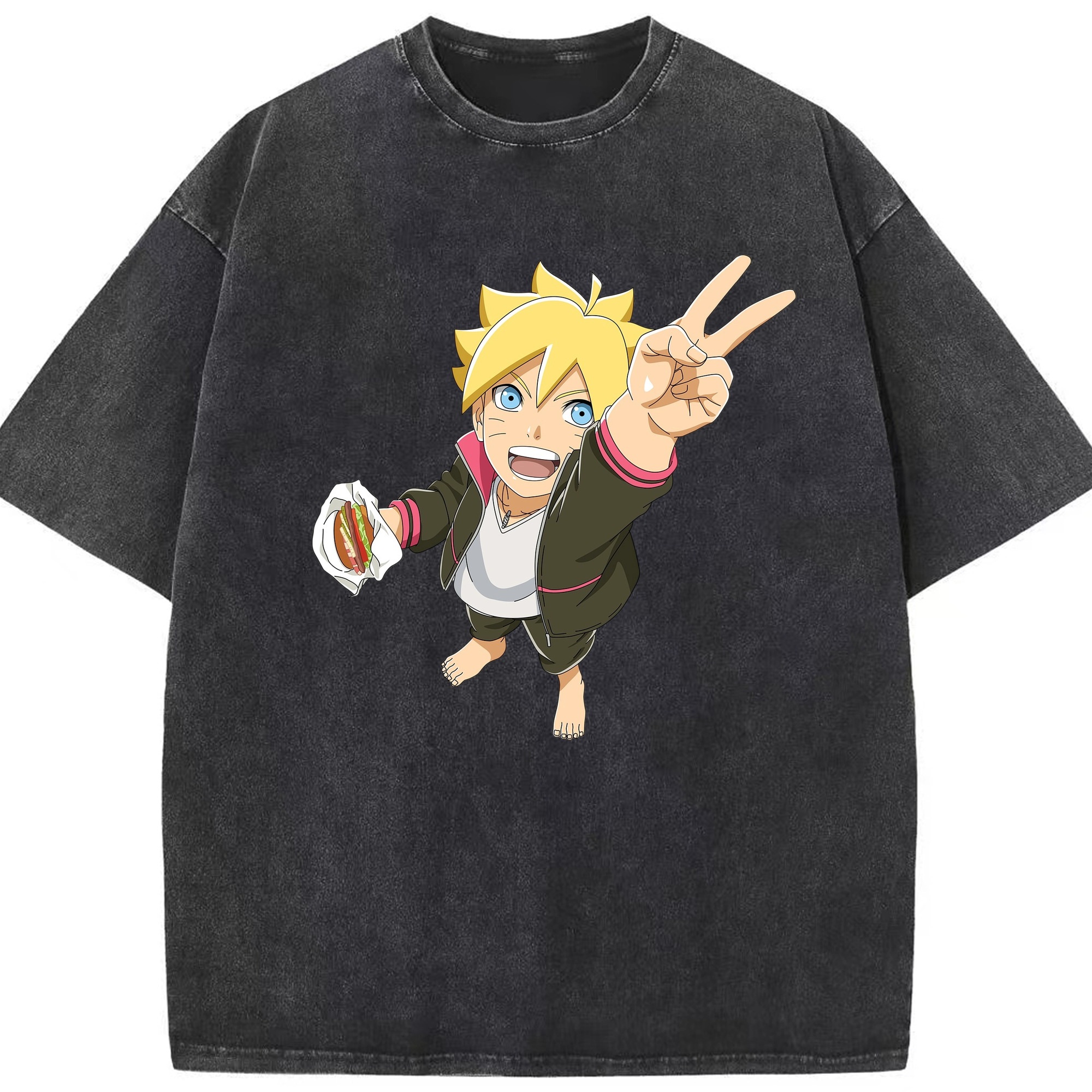 （画像用） NARUTO -ナルト- うずまき ボルト Uzumaki Boruto 綿100% ヴィンテージ風 半袖Tシャツ（フロントプリント）