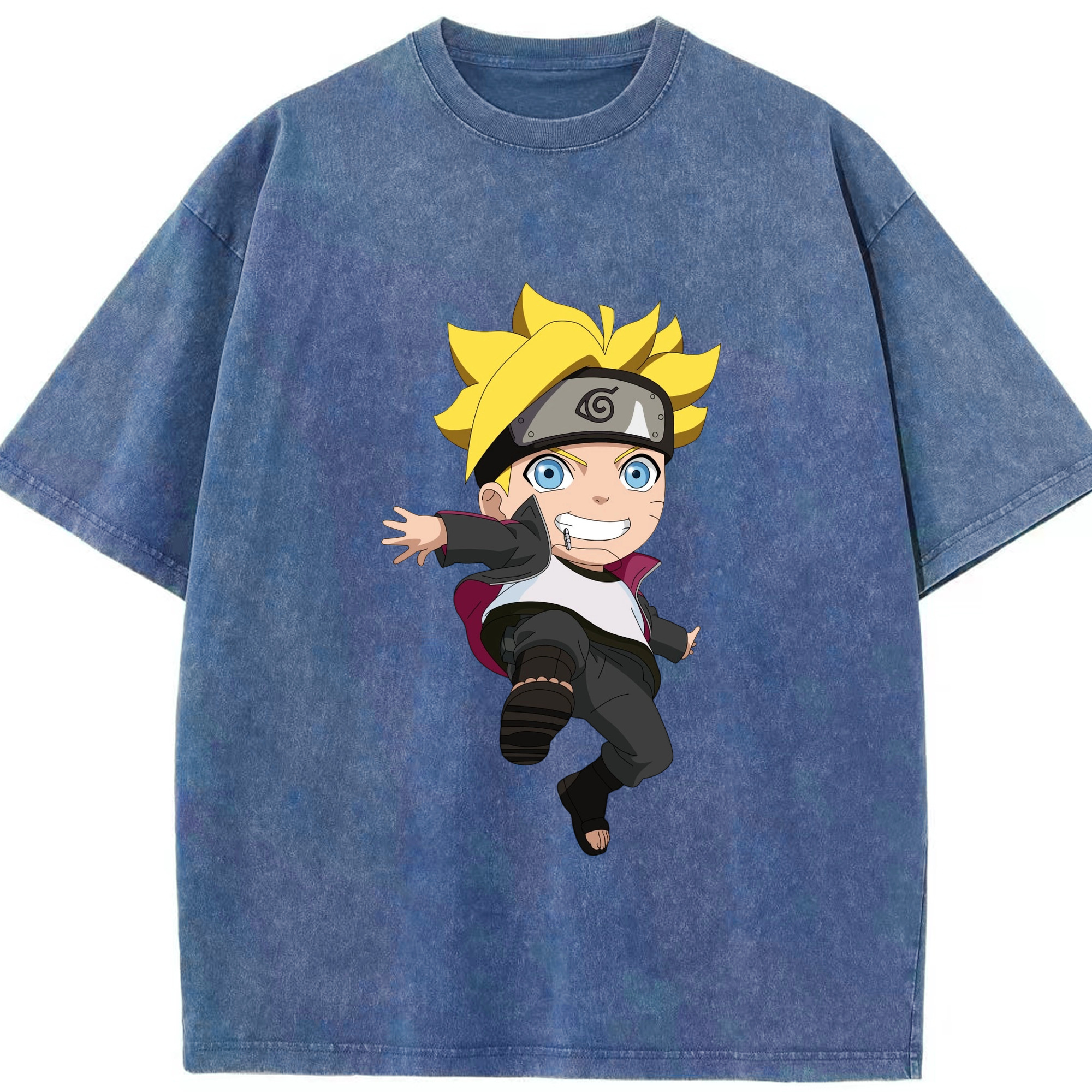 （画像用） NARUTO -ナルト- うずまき ボルト Uzumaki Boruto 綿100% ヴィンテージ風 半袖Tシャツ（フロントプリント）