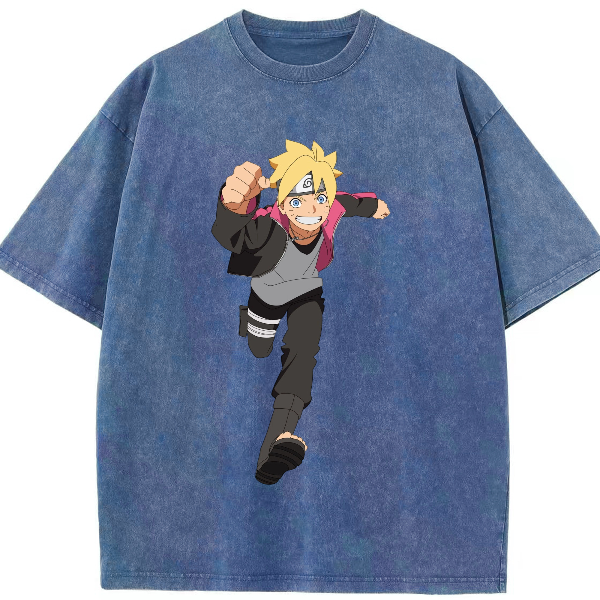 （画像用） NARUTO -ナルト- うずまき ボルト Uzumaki Boruto 綿100% ヴィンテージ風 半袖Tシャツ（フロントプリント）