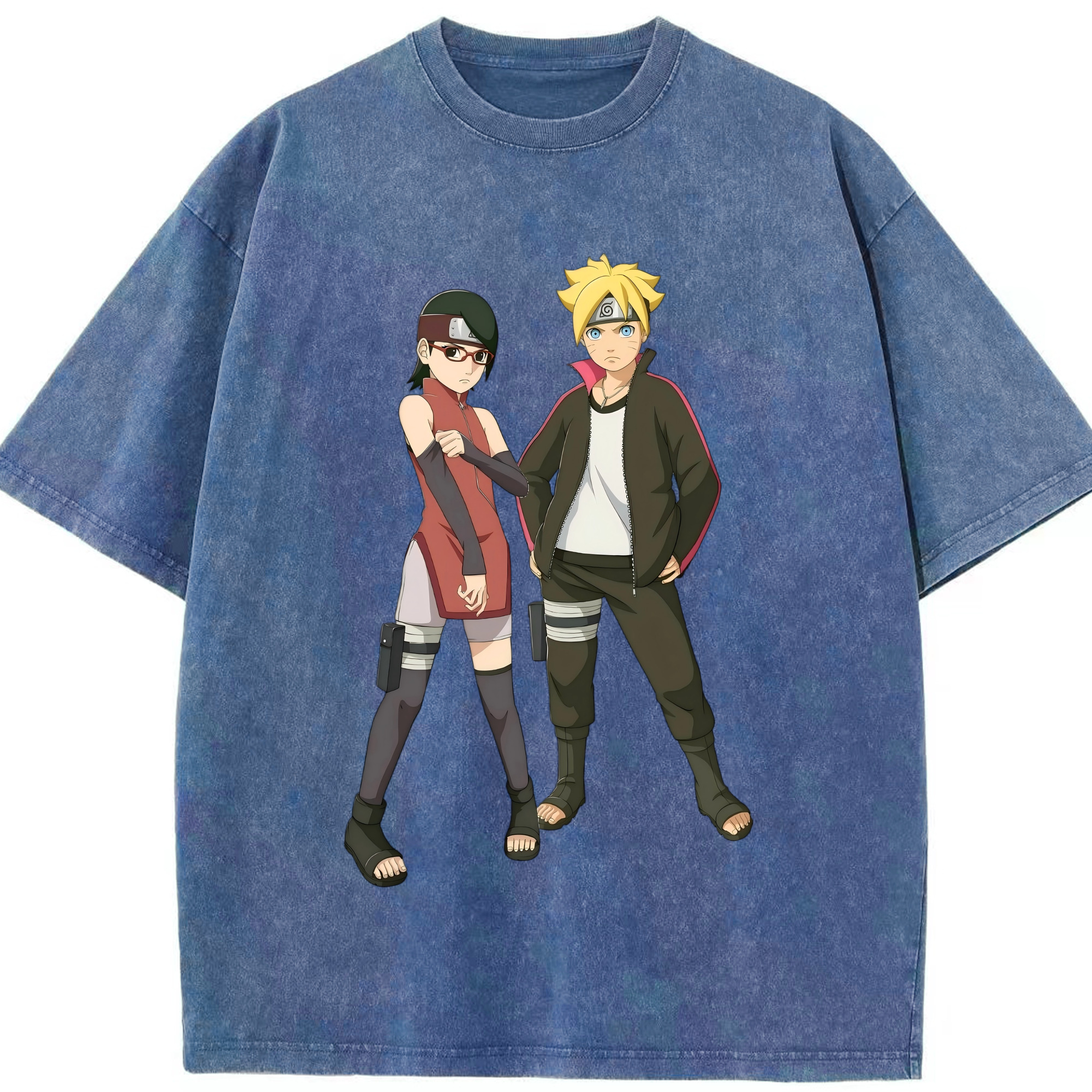 （画像用） NARUTO -ナルト- うずまき ボルト Uzumaki Boruto 綿100% ヴィンテージ風 半袖Tシャツ（フロントプリント）