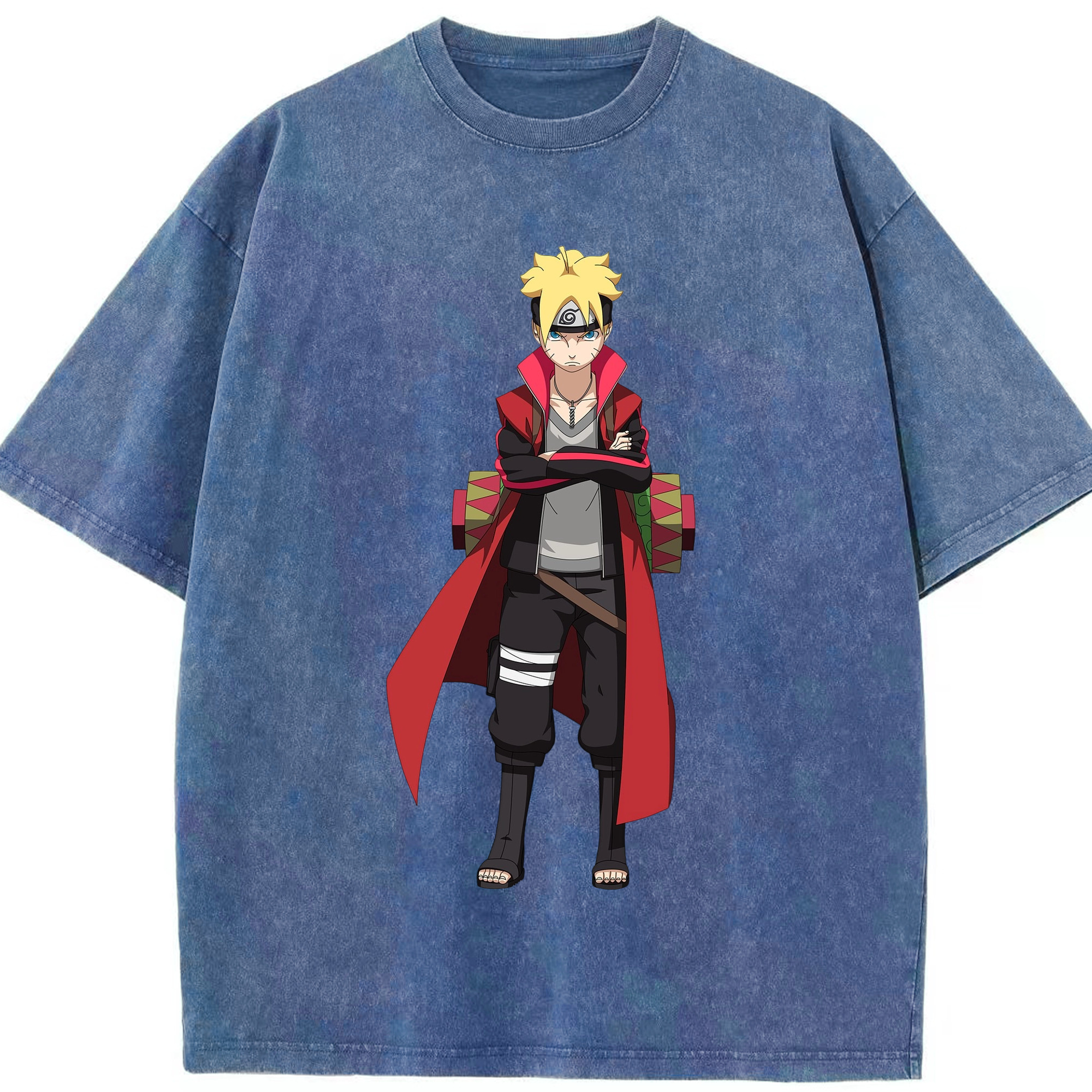 （画像用） NARUTO -ナルト- うずまき ボルト Uzumaki Boruto 綿100% ヴィンテージ風 半袖Tシャツ（フロントプリント）