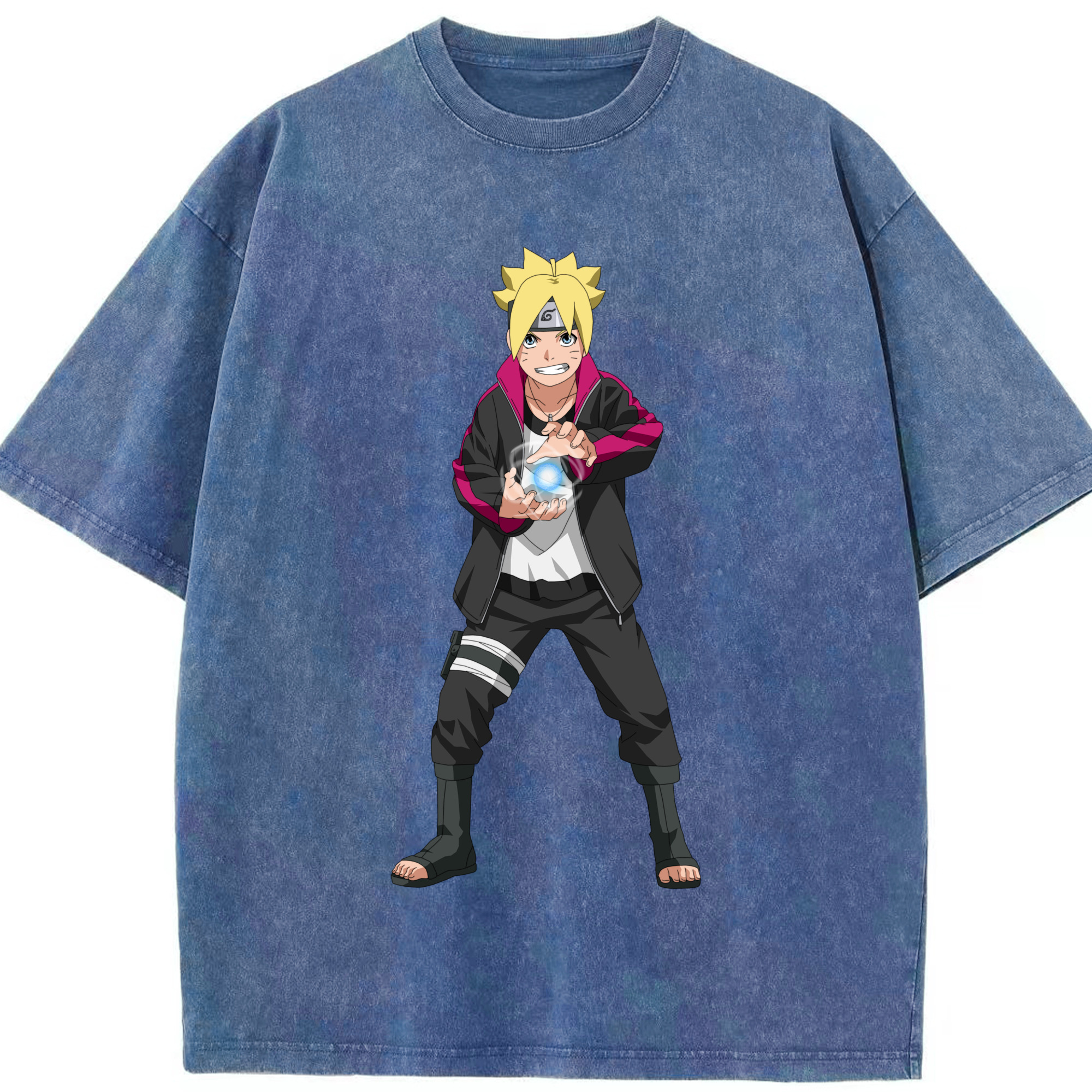 （画像用） NARUTO -ナルト- うずまき ボルト Uzumaki Boruto 綿100% ヴィンテージ風 半袖Tシャツ（フロントプリント）