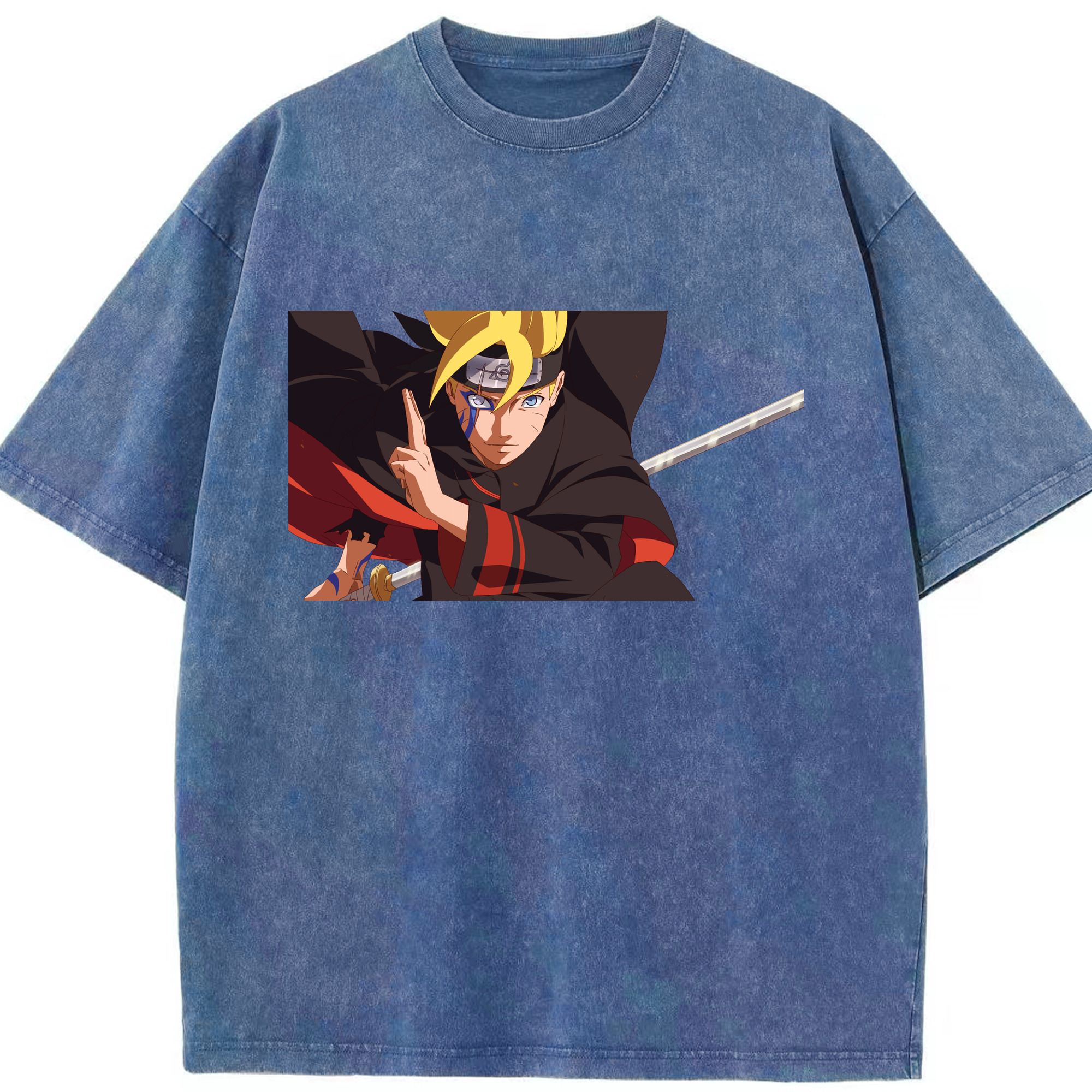 （画像用） NARUTO -ナルト- うずまき ボルト Uzumaki Boruto 綿100% ヴィンテージ風 半袖Tシャツ（フロントプリント）