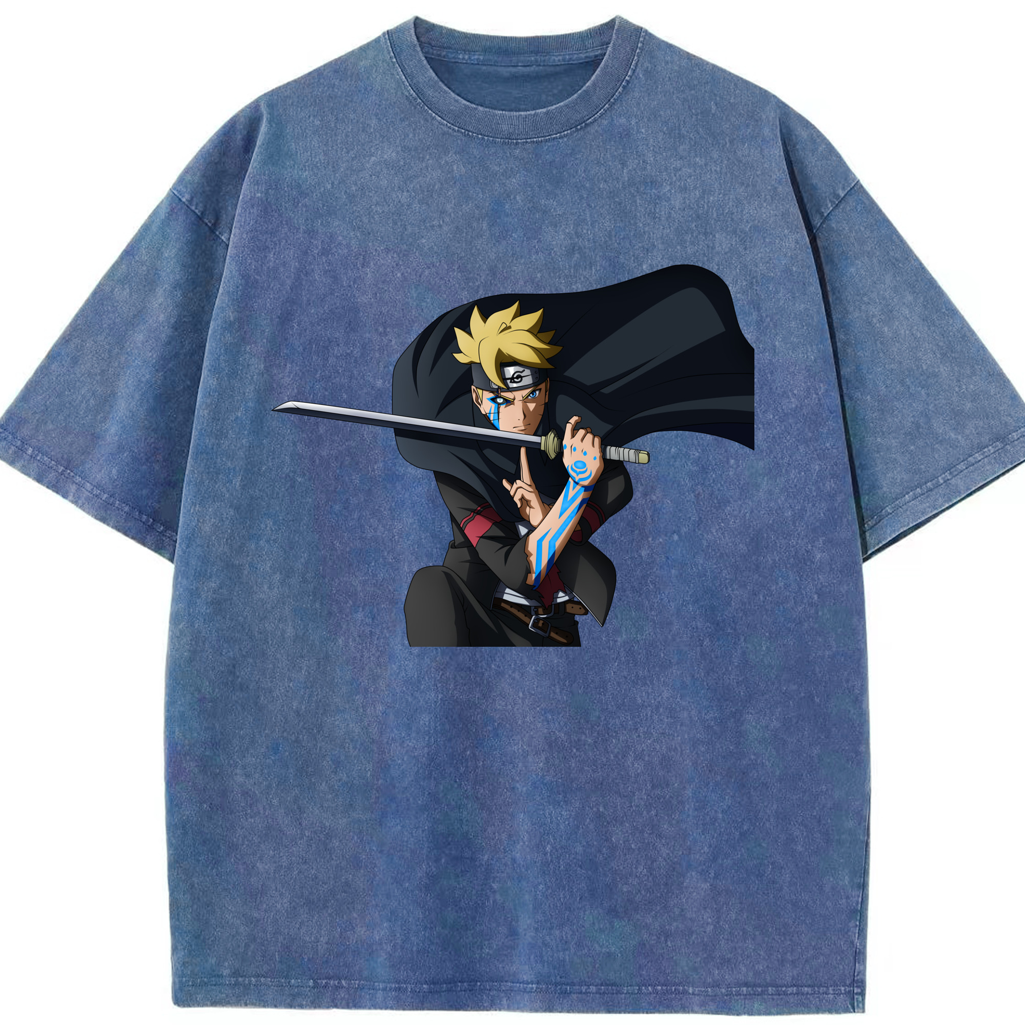 （画像用） NARUTO -ナルト- うずまき ボルト Uzumaki Boruto 綿100% ヴィンテージ風 半袖Tシャツ（フロントプリント）