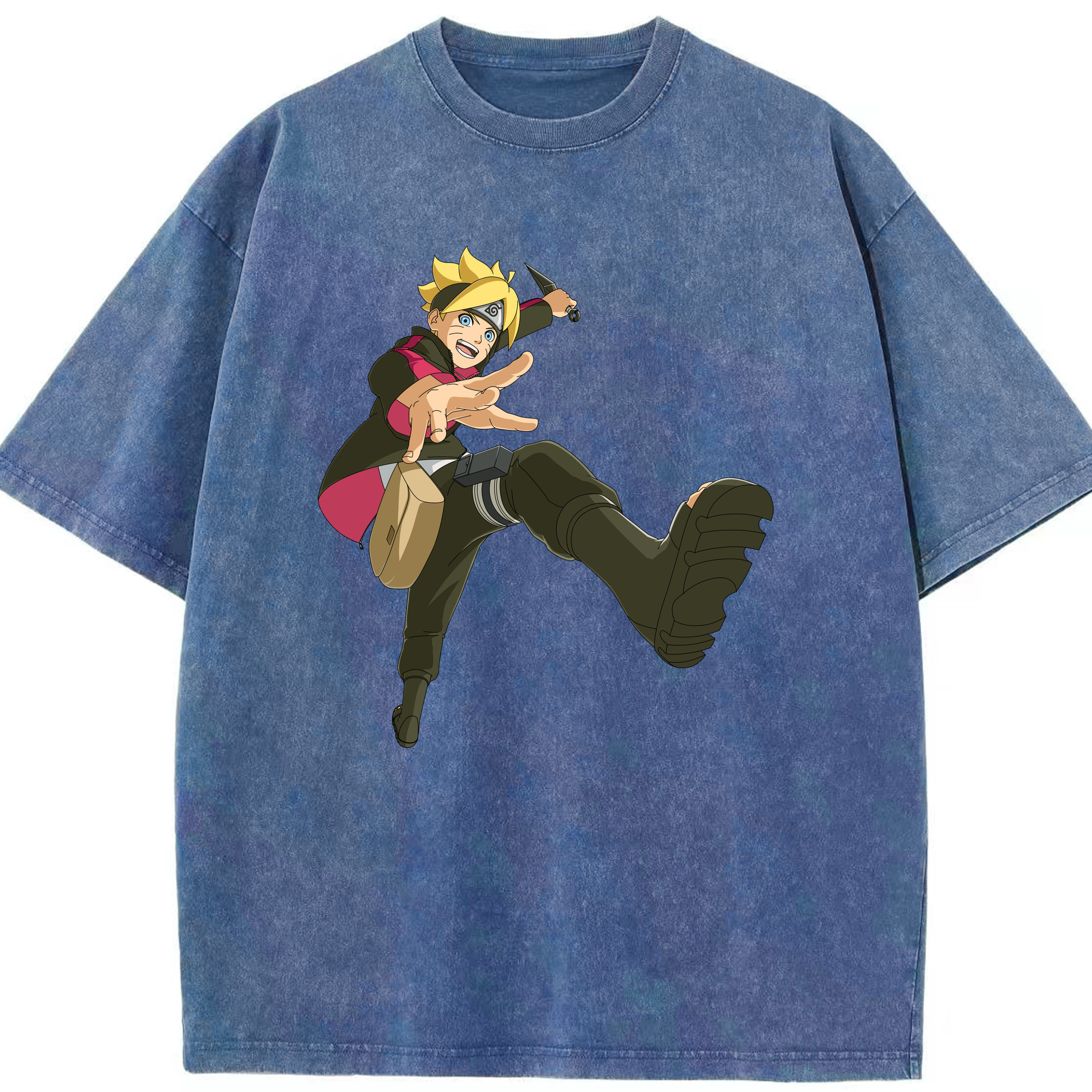 （画像用） NARUTO -ナルト- うずまき ボルト Uzumaki Boruto 綿100% ヴィンテージ風 半袖Tシャツ（フロントプリント）