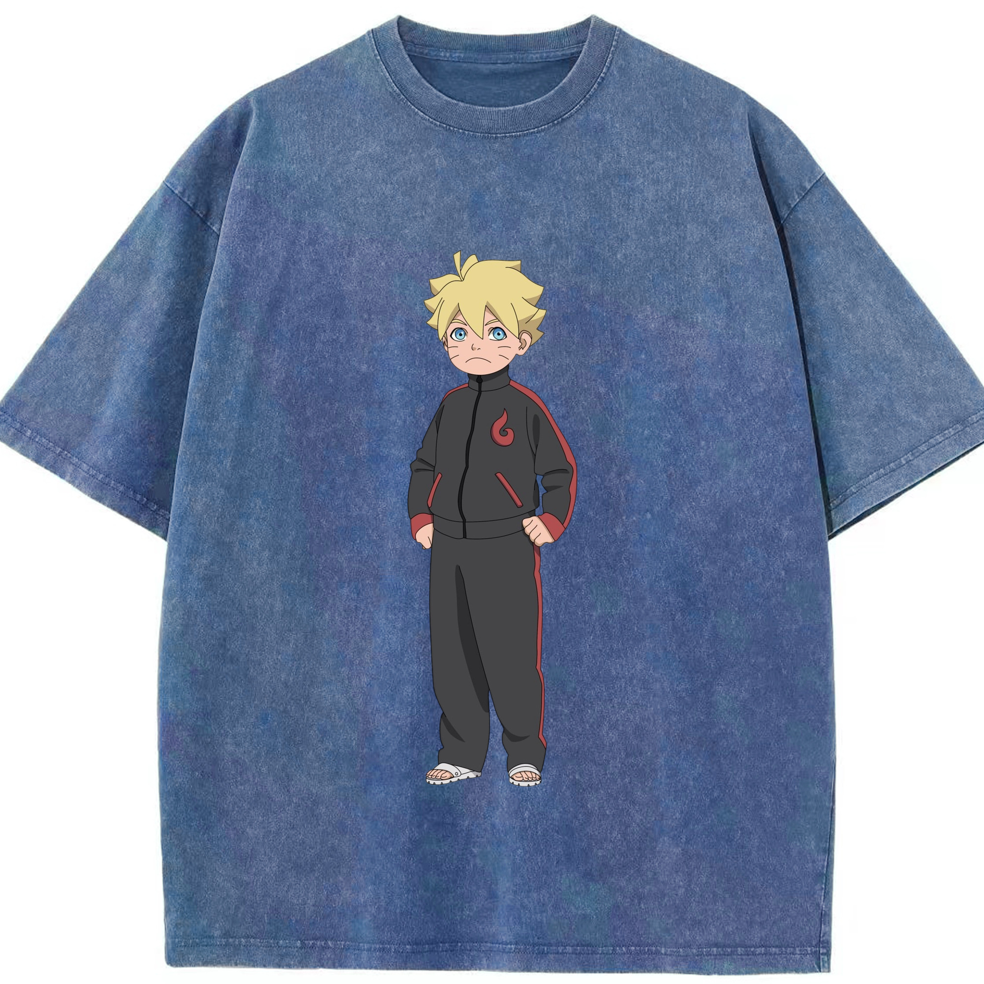 （画像用） NARUTO -ナルト- うずまき ボルト Uzumaki Boruto 綿100% ヴィンテージ風 半袖Tシャツ（フロントプリント）
