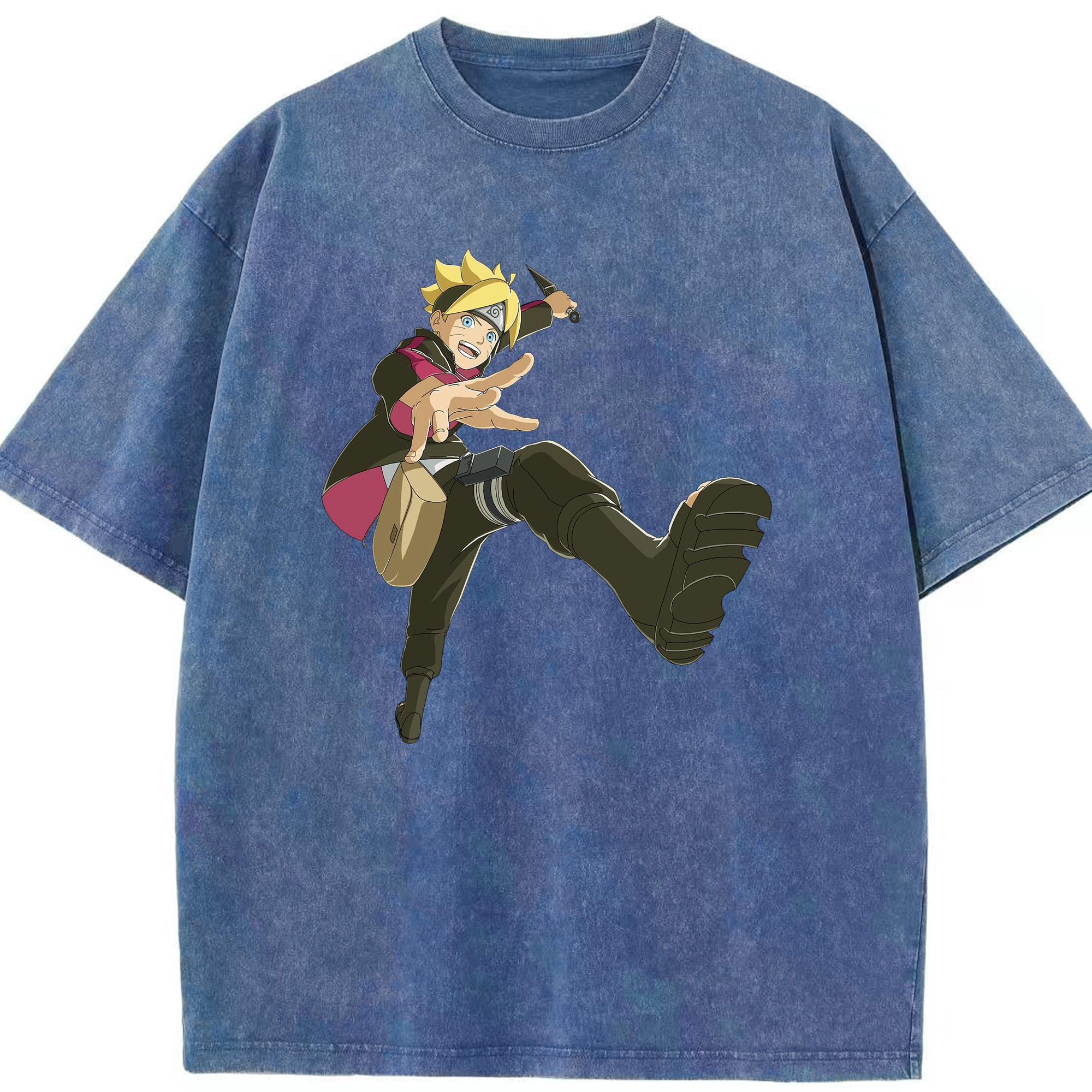 （画像用） NARUTO -ナルト- うずまき ボルト Uzumaki Boruto 綿100% ヴィンテージ風 半袖Tシャツ（フロントプリント）