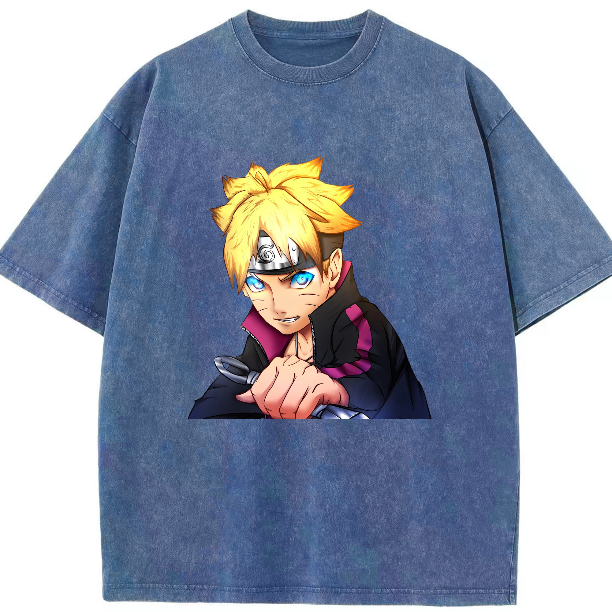 （画像用） NARUTO -ナルト- うずまき ボルト Uzumaki Boruto 綿100% ヴィンテージ風 半袖Tシャツ（フロントプリント）