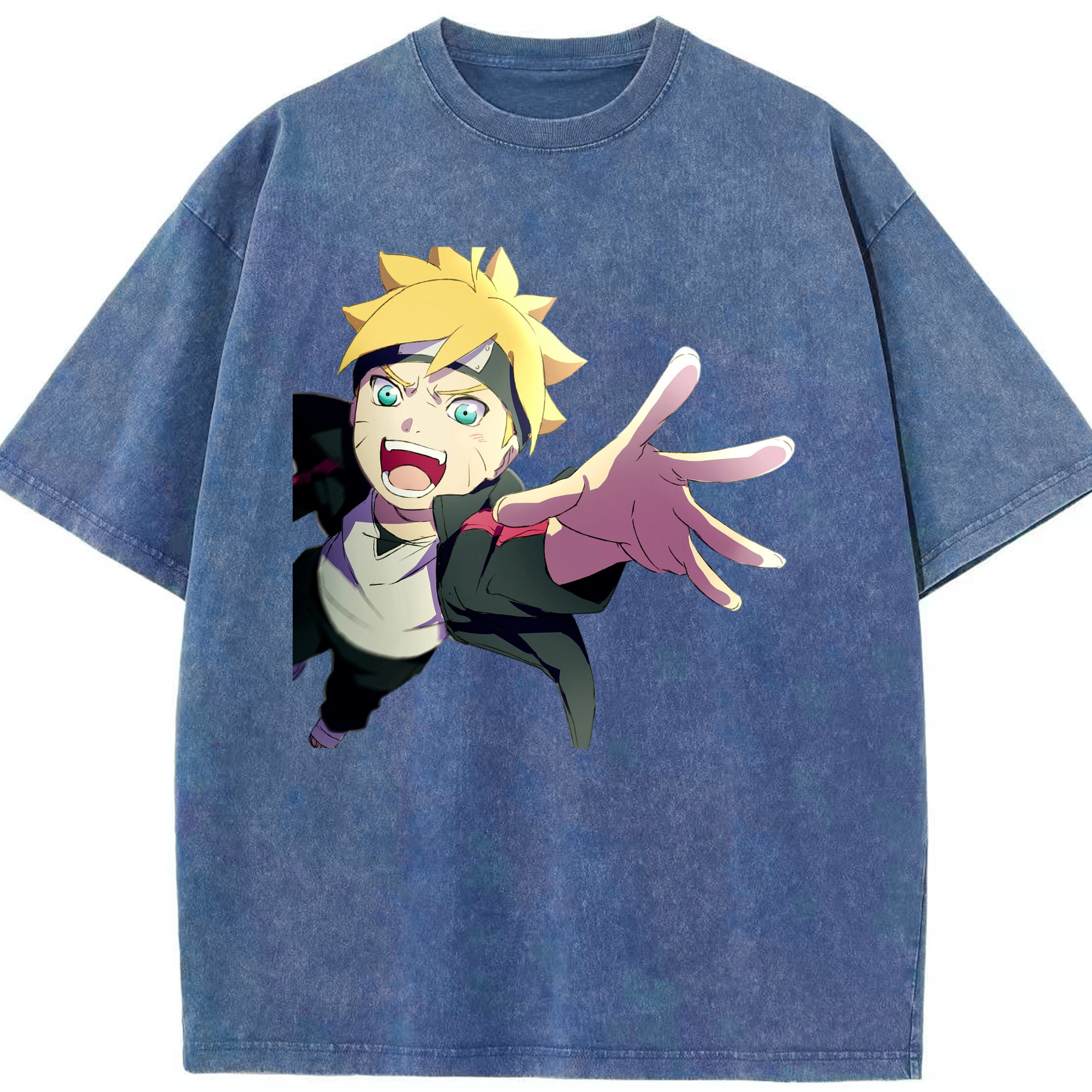 （画像用） NARUTO -ナルト- うずまき ボルト Uzumaki Boruto 綿100% ヴィンテージ風 半袖Tシャツ（フロントプリント）