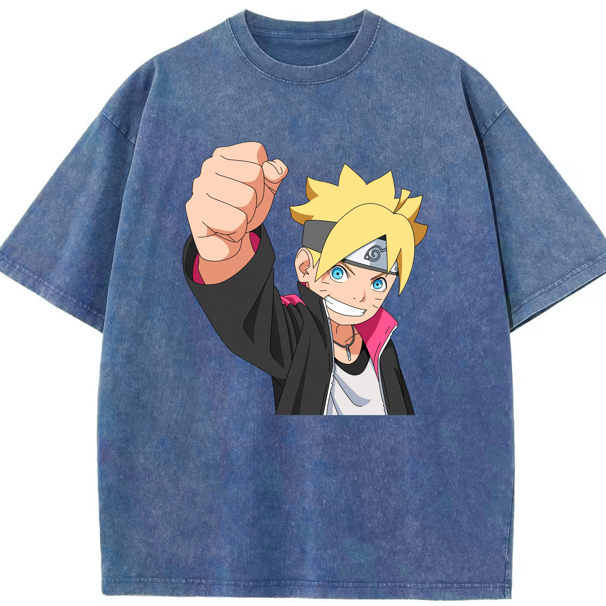 （画像用） NARUTO -ナルト- うずまき ボルト Uzumaki Boruto 綿100% ヴィンテージ風 半袖Tシャツ（フロントプリント）