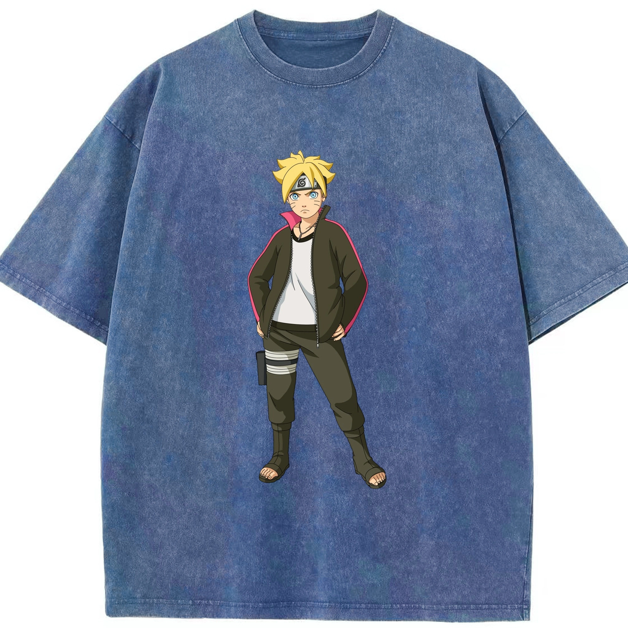 （画像用） NARUTO -ナルト- うずまき ボルト Uzumaki Boruto 綿100% ヴィンテージ風 半袖Tシャツ（フロントプリント）