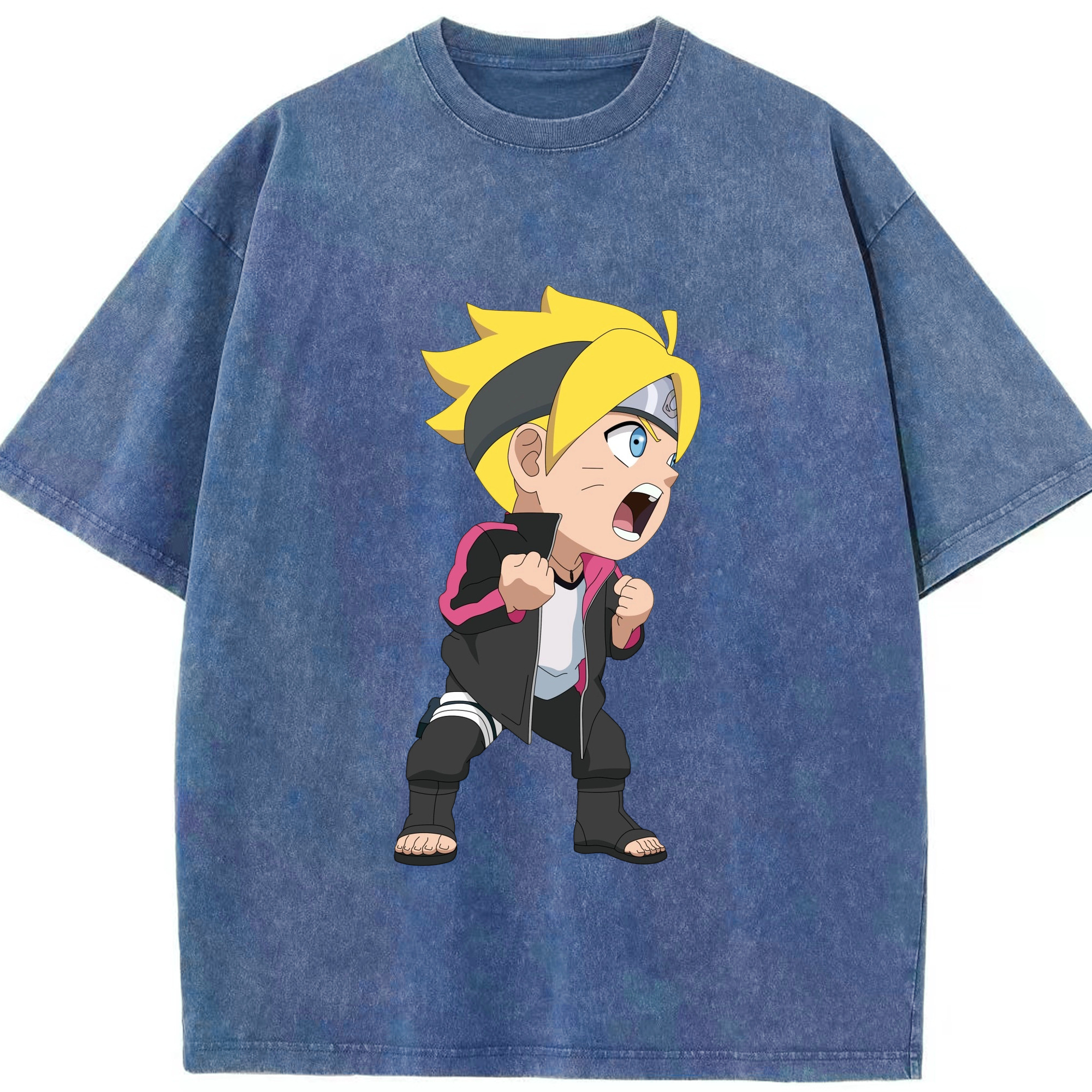 （画像用） NARUTO -ナルト- うずまき ボルト Uzumaki Boruto 綿100% ヴィンテージ風 半袖Tシャツ（フロントプリント）