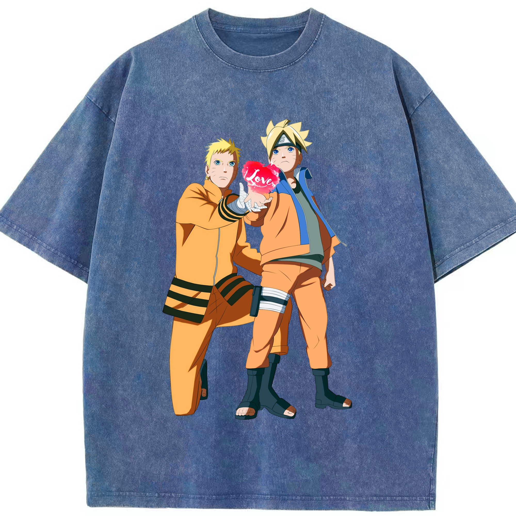 （画像用） NARUTO -ナルト- うずまき ボルト Uzumaki Boruto 綿100% ヴィンテージ風 半袖Tシャツ（フロントプリント）