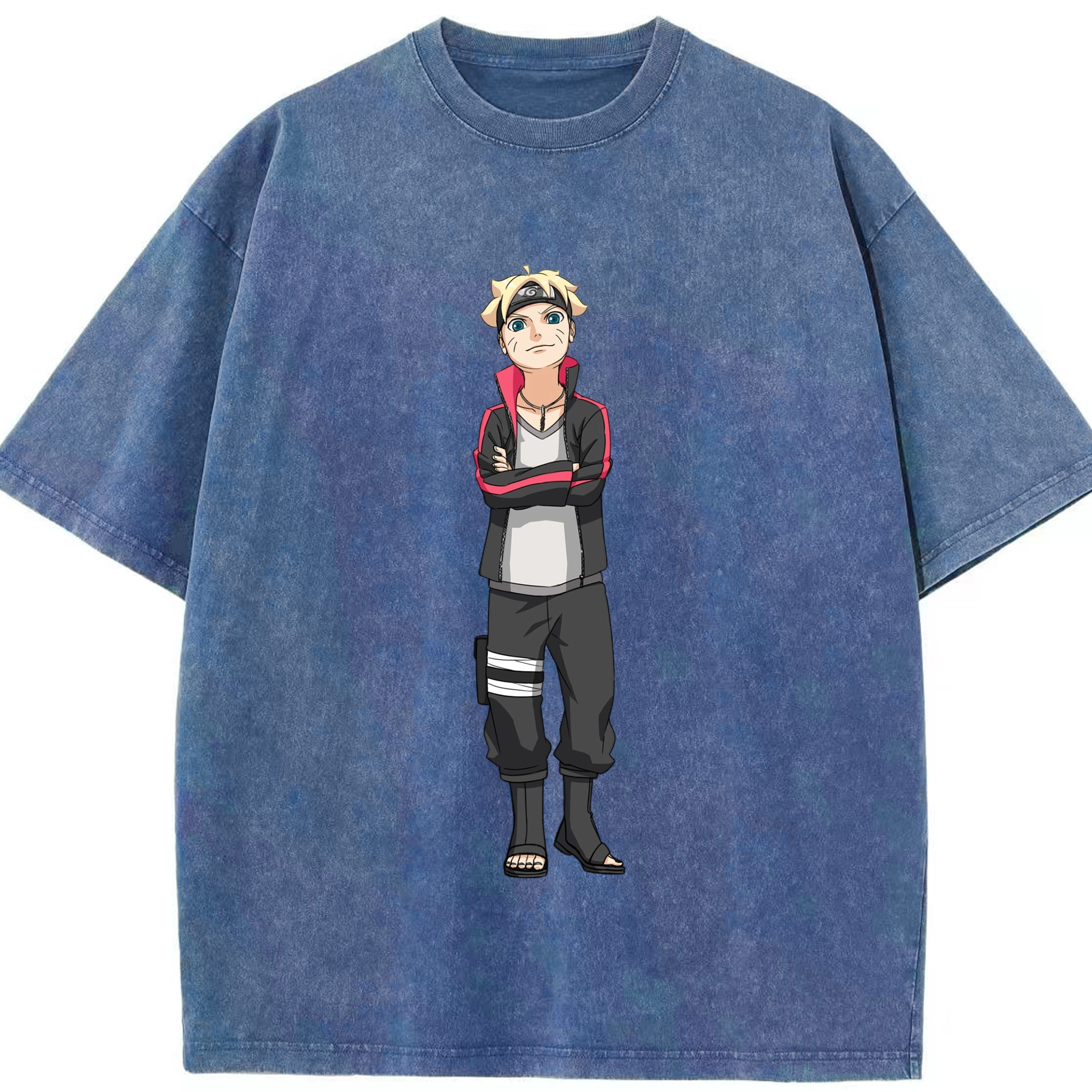 （画像用） NARUTO -ナルト- うずまき ボルト Uzumaki Boruto 綿100% ヴィンテージ風 半袖Tシャツ（フロントプリント）