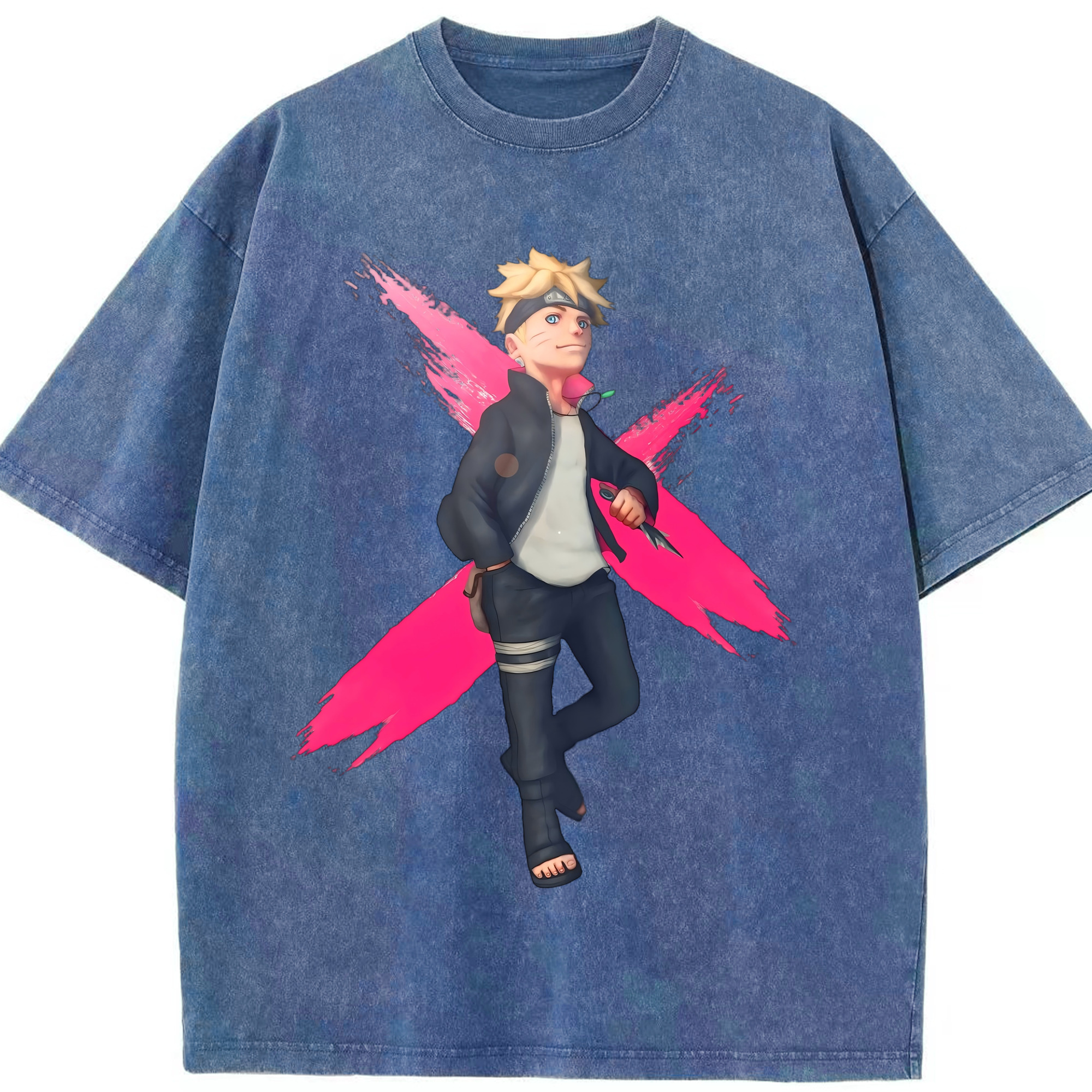 （画像用） NARUTO -ナルト- うずまき ボルト Uzumaki Boruto 綿100% ヴィンテージ風 半袖Tシャツ（フロントプリント）