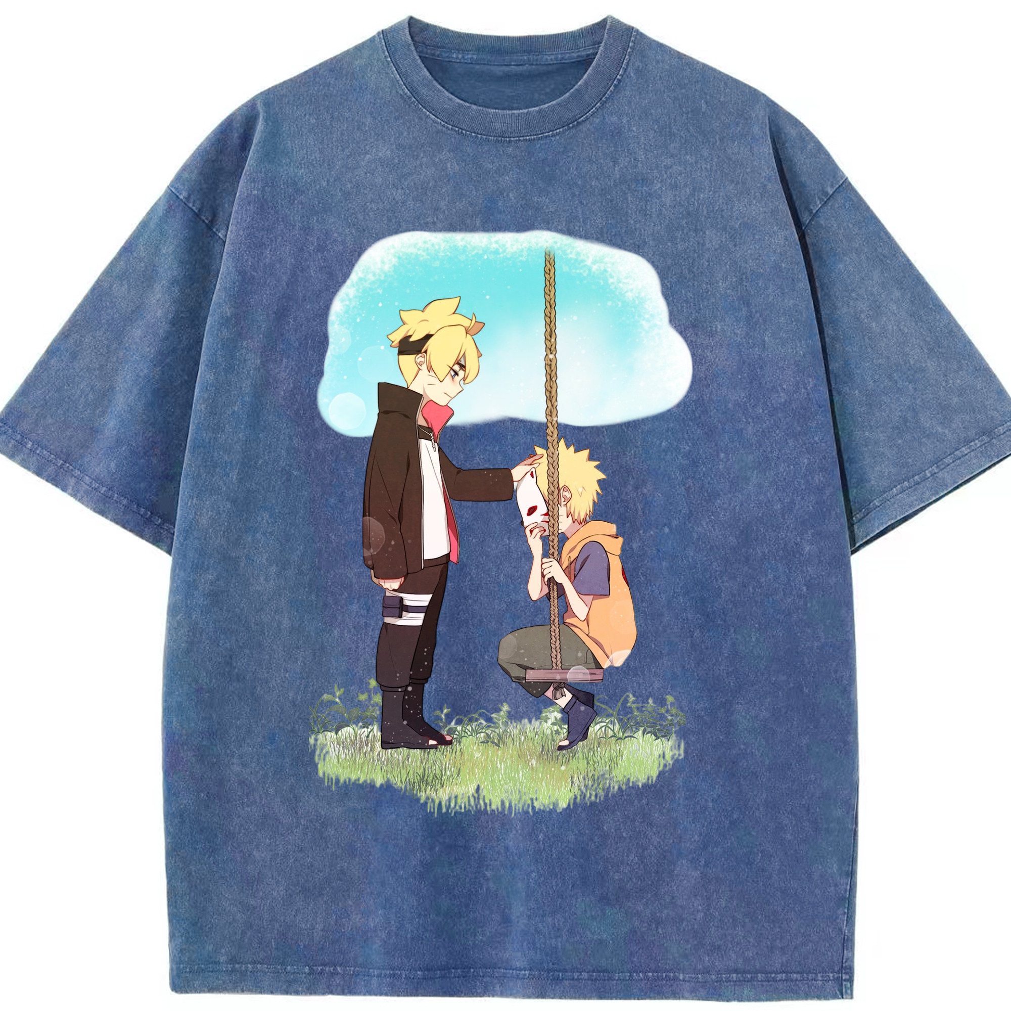 （画像用） NARUTO -ナルト- うずまき ボルト Uzumaki Boruto 綿100% ヴィンテージ風 半袖Tシャツ（フロントプリント）