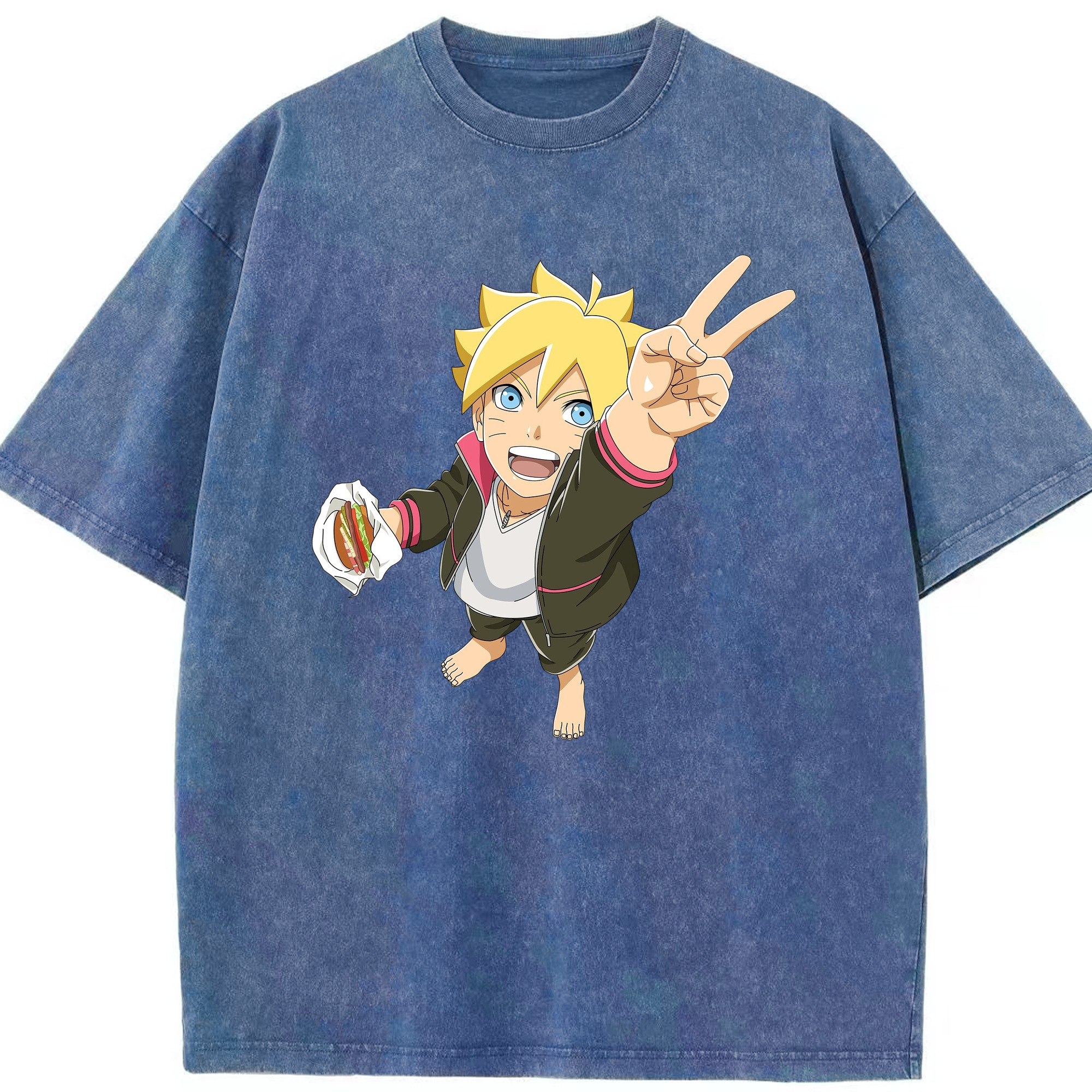 （画像用） NARUTO -ナルト- うずまき ボルト Uzumaki Boruto 綿100% ヴィンテージ風 半袖Tシャツ（フロントプリント）