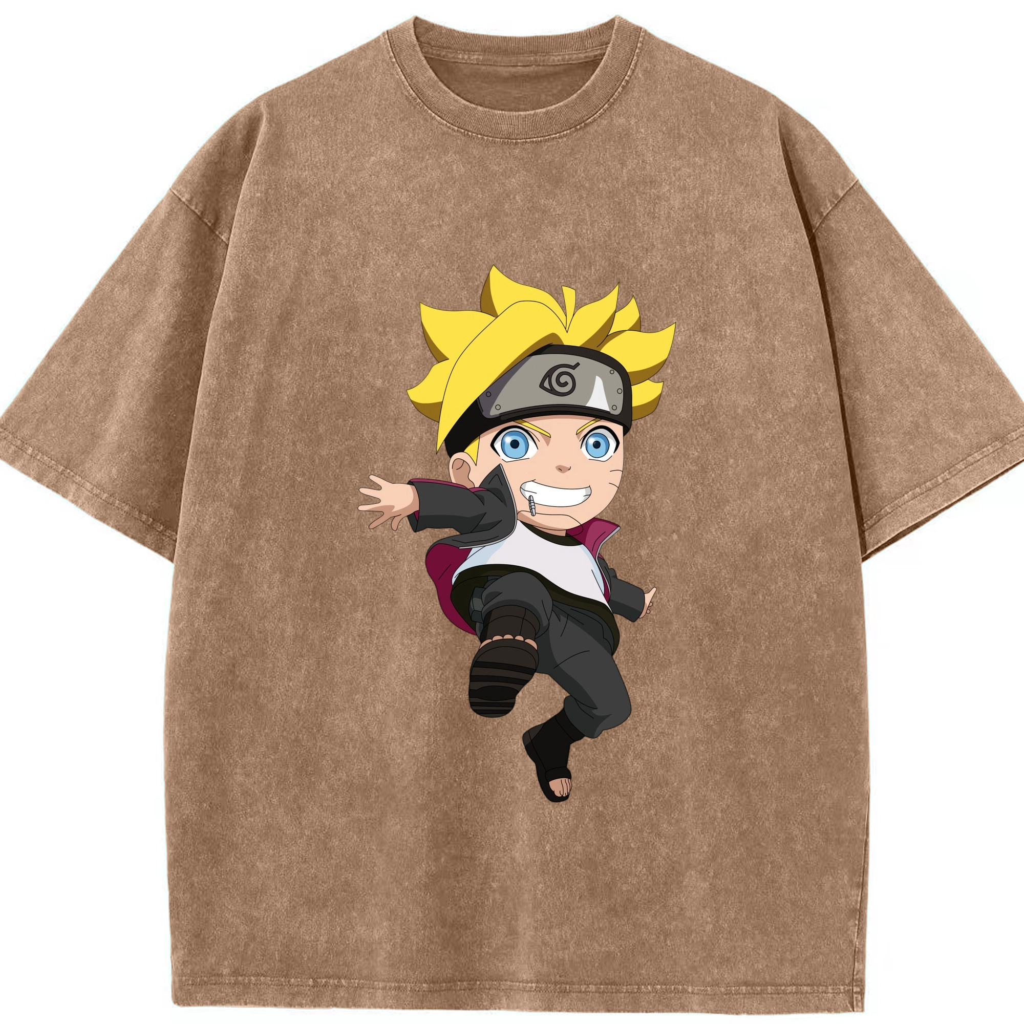 （画像用） NARUTO -ナルト- うずまき ボルト Uzumaki Boruto 綿100% ヴィンテージ風 半袖Tシャツ（フロントプリント）