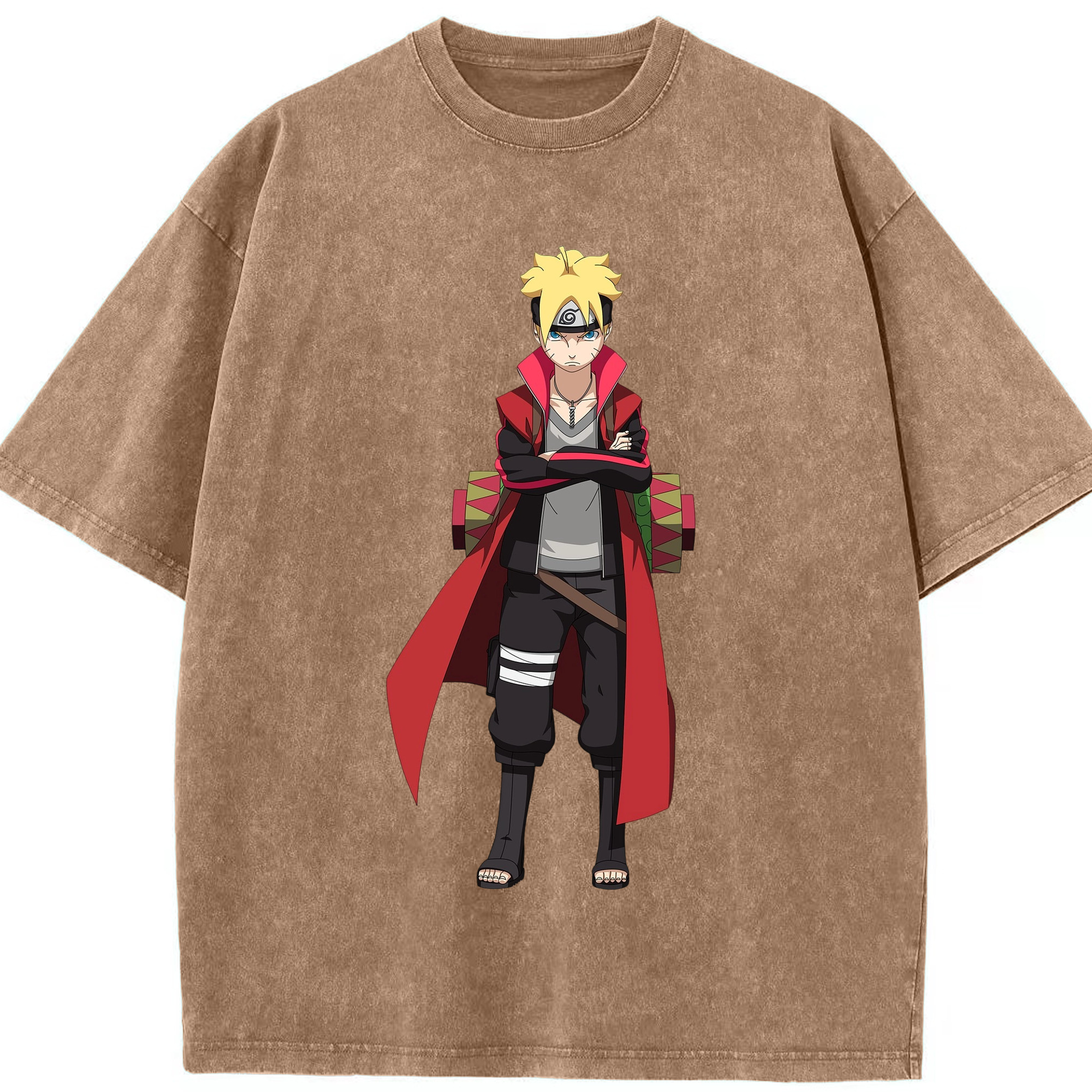 （画像用） NARUTO -ナルト- うずまき ボルト Uzumaki Boruto 綿100% ヴィンテージ風 半袖Tシャツ（フロントプリント）