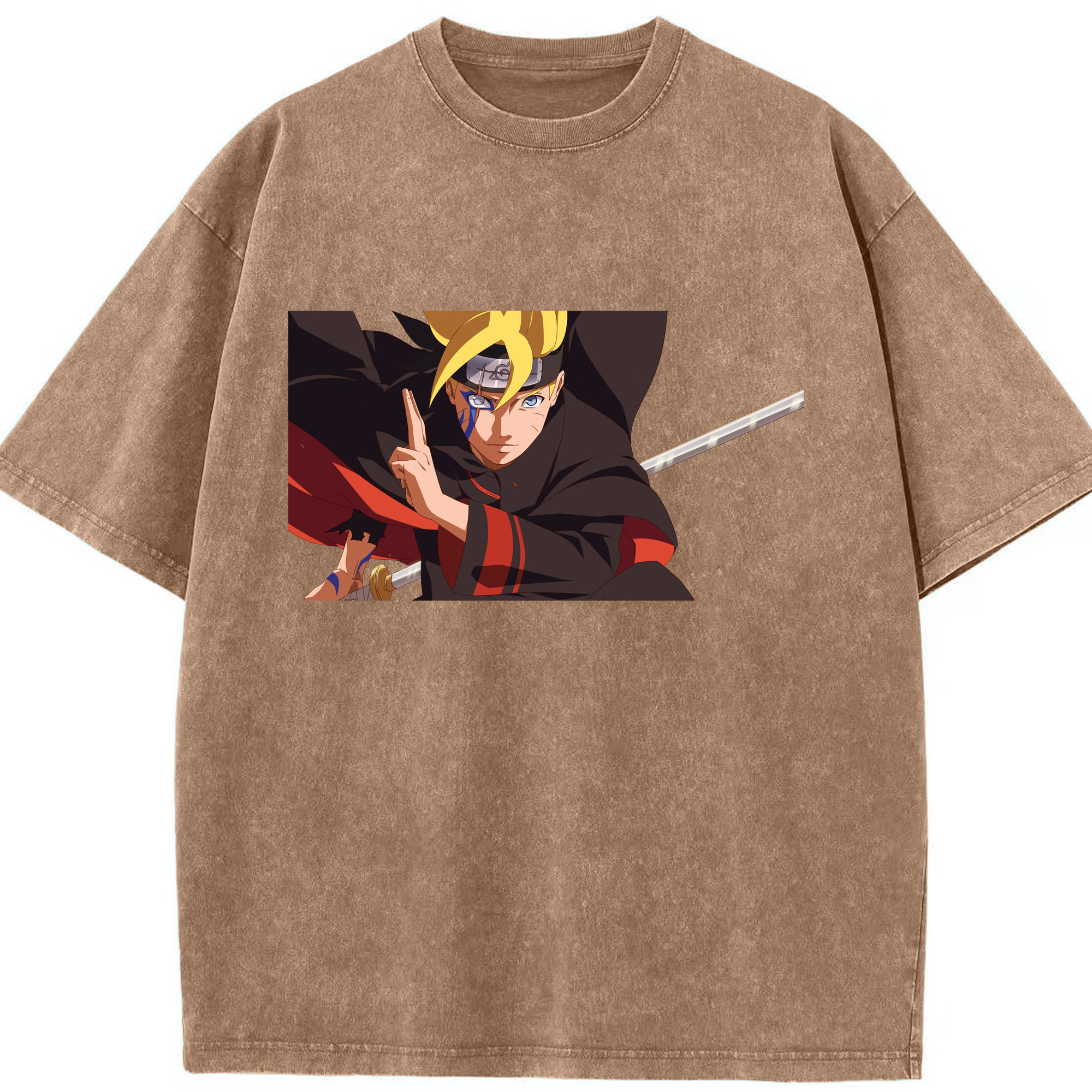 （画像用） NARUTO -ナルト- うずまき ボルト Uzumaki Boruto 綿100% ヴィンテージ風 半袖Tシャツ（フロントプリント）