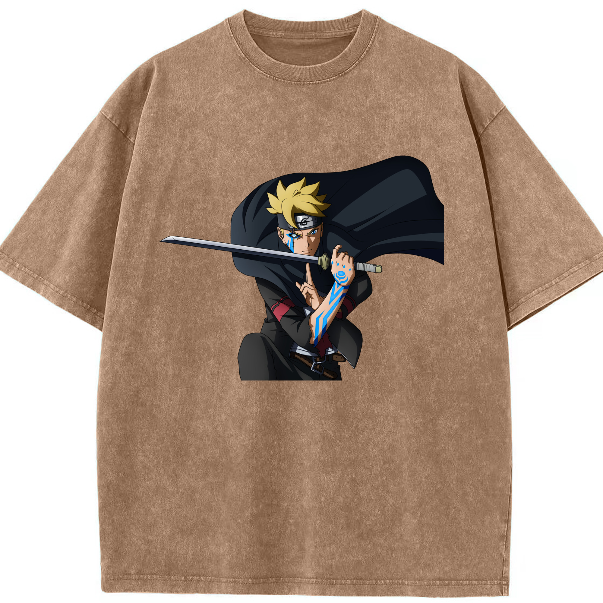 （画像用） NARUTO -ナルト- うずまき ボルト Uzumaki Boruto 綿100% ヴィンテージ風 半袖Tシャツ（フロントプリント）
