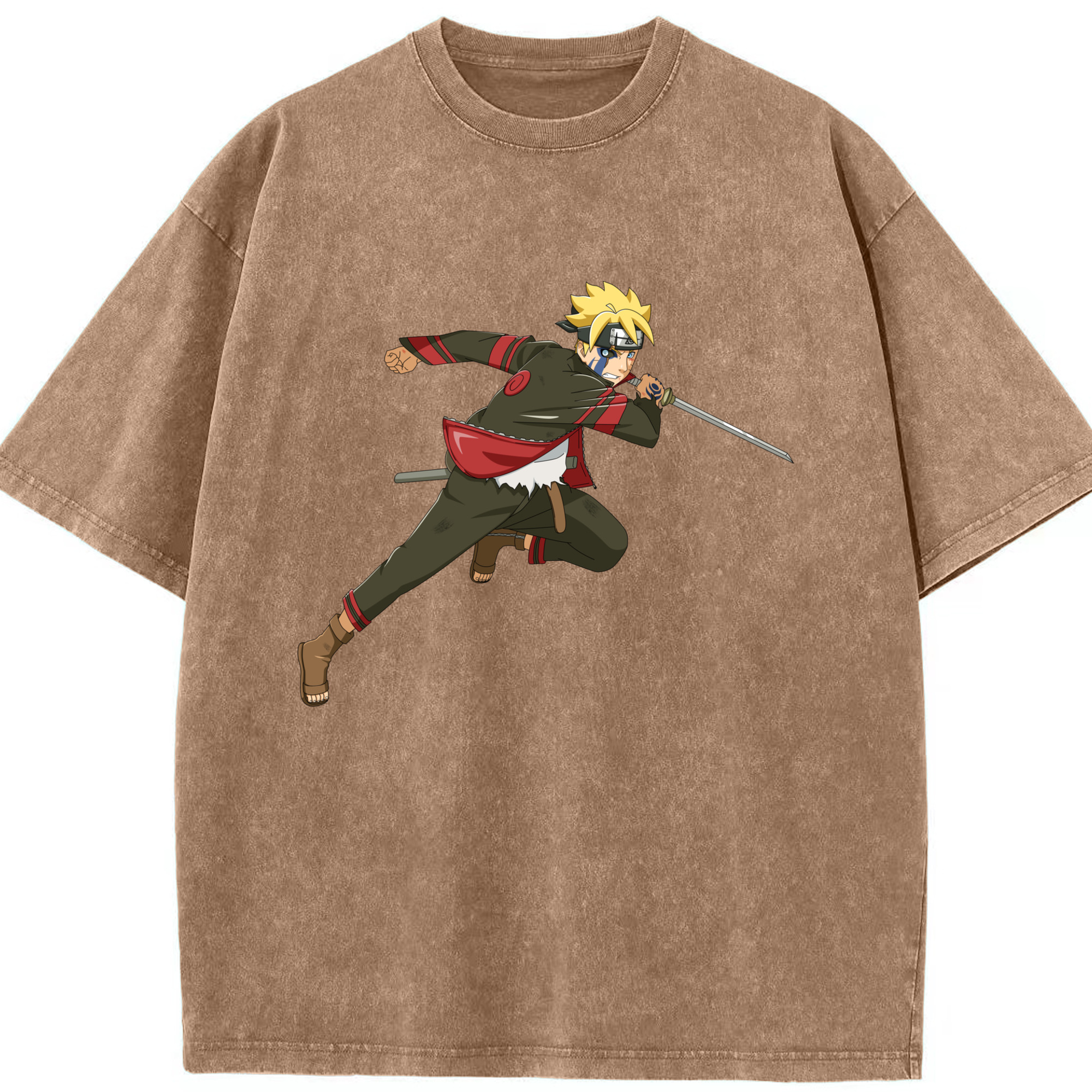（画像用） NARUTO -ナルト- うずまき ボルト Uzumaki Boruto 綿100% ヴィンテージ風 半袖Tシャツ（フロントプリント）