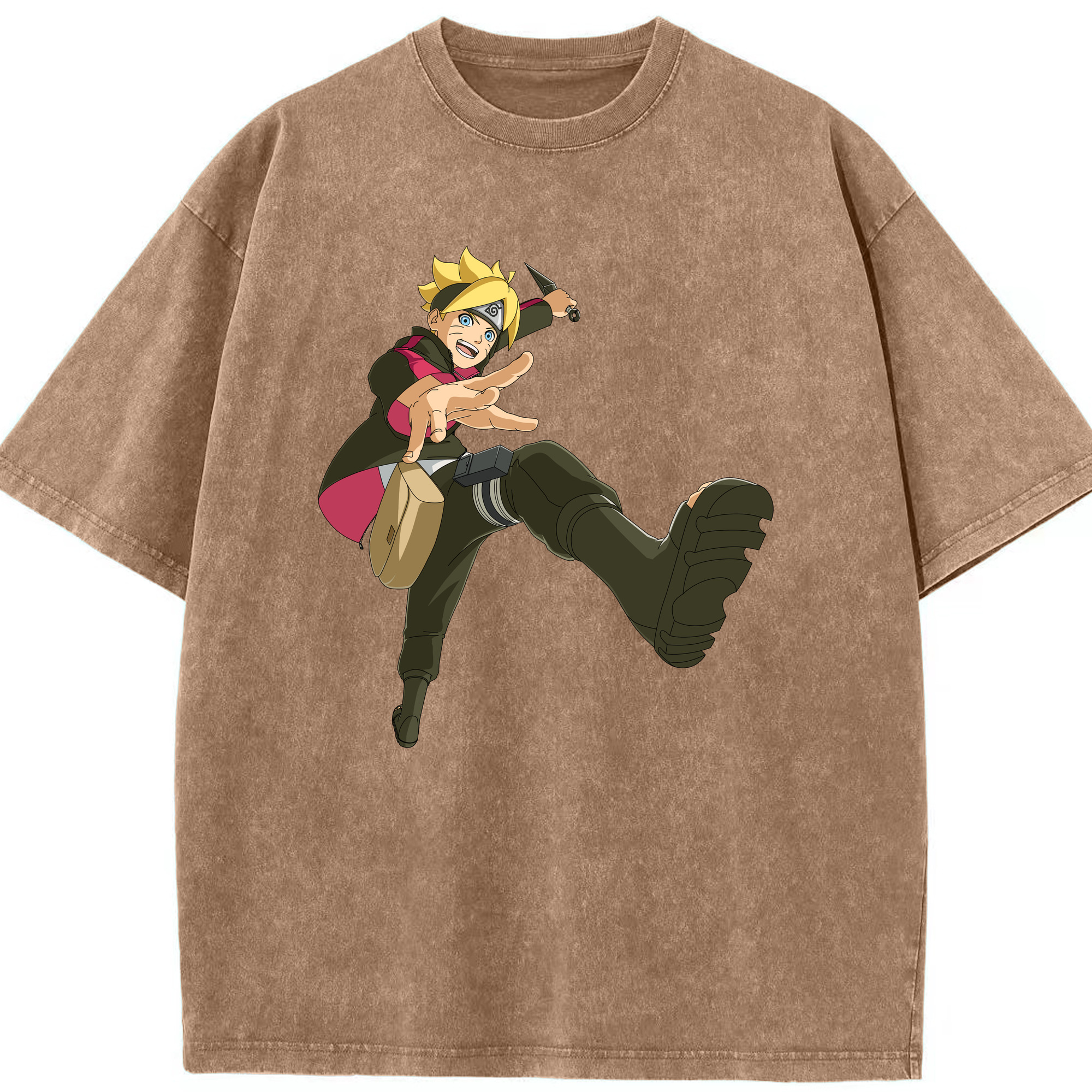 （画像用） NARUTO -ナルト- うずまき ボルト Uzumaki Boruto 綿100% ヴィンテージ風 半袖Tシャツ（フロントプリント）