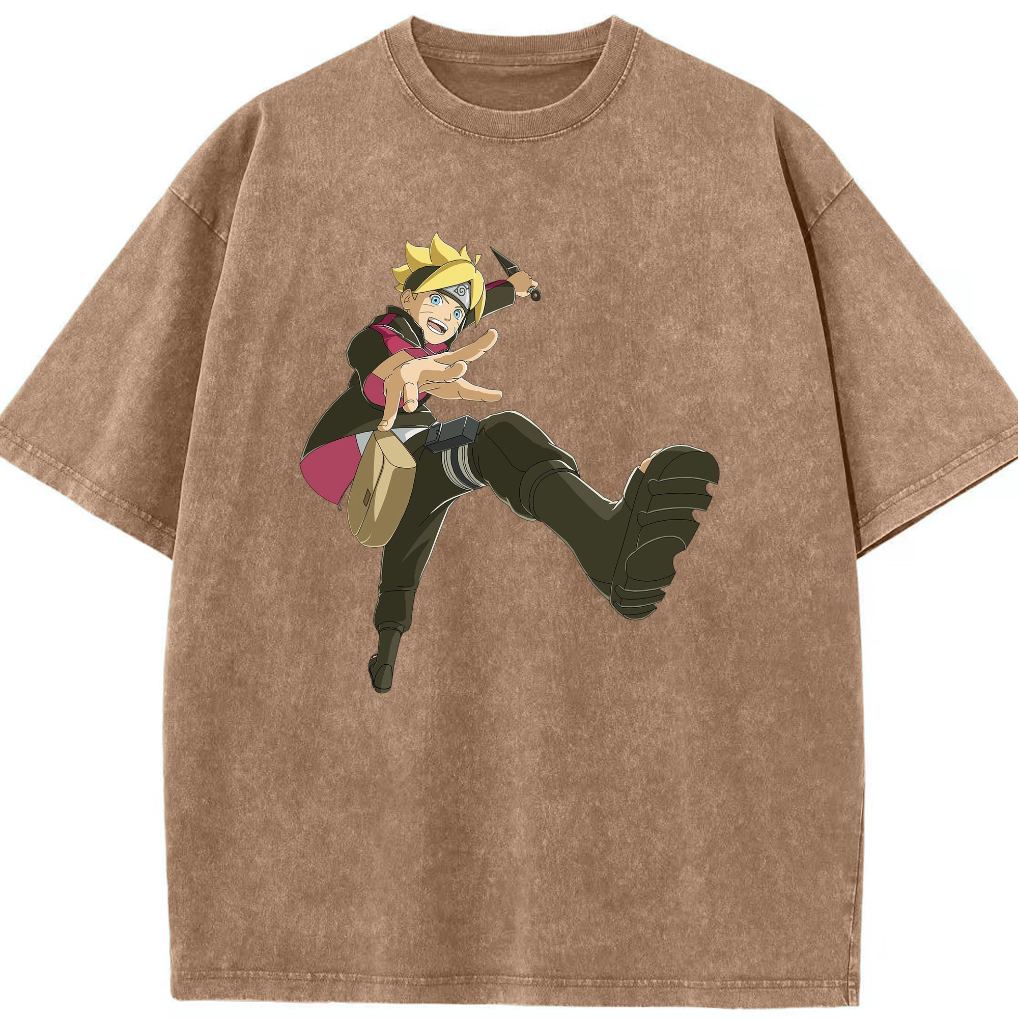 （画像用） NARUTO -ナルト- うずまき ボルト Uzumaki Boruto 綿100% ヴィンテージ風 半袖Tシャツ（フロントプリント）