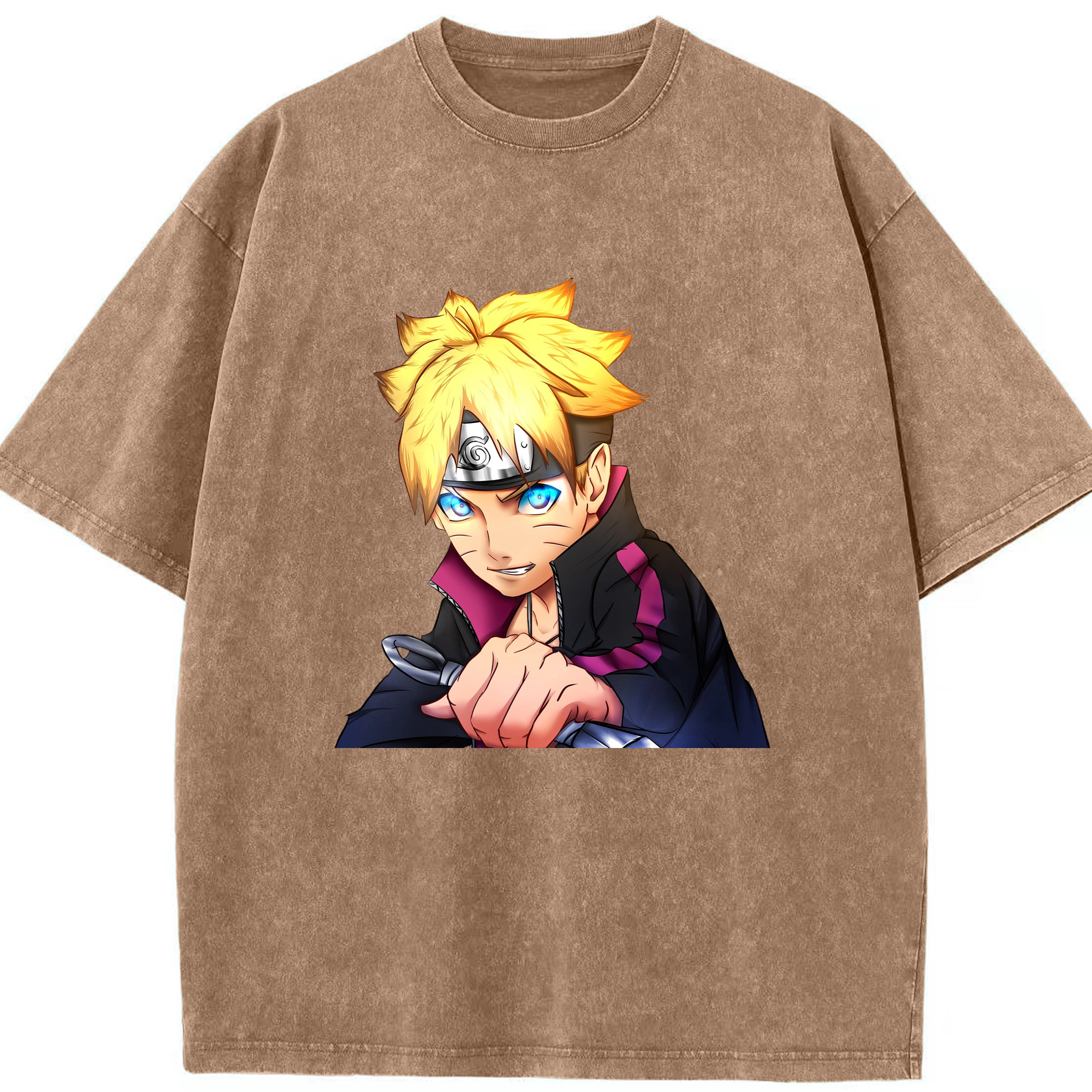 （画像用） NARUTO -ナルト- うずまき ボルト Uzumaki Boruto 綿100% ヴィンテージ風 半袖Tシャツ（フロントプリント）